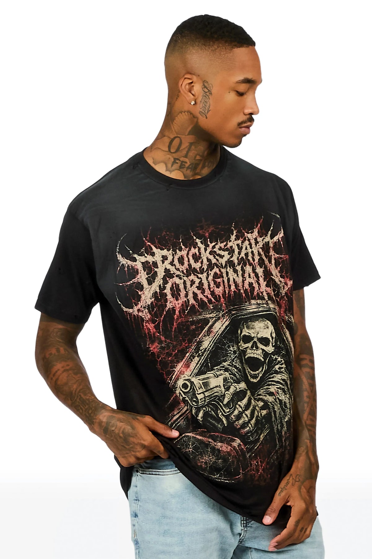 Brevin Black Oversized Graphic T-Shirt
