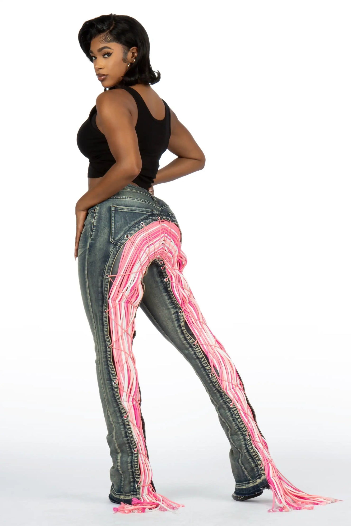 Ottiana Tint Wash Stacked Flare Jean