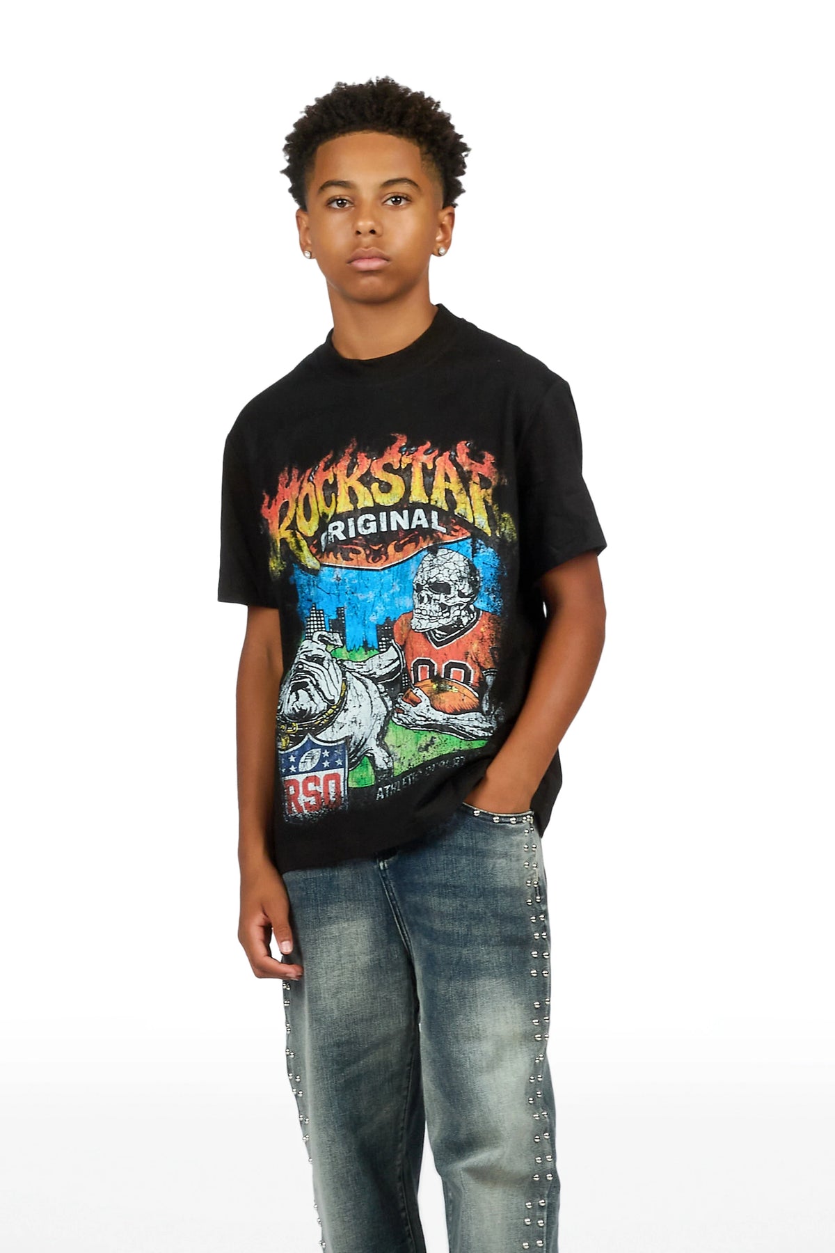 Boys Kabir Black Graphic T-Shirt
