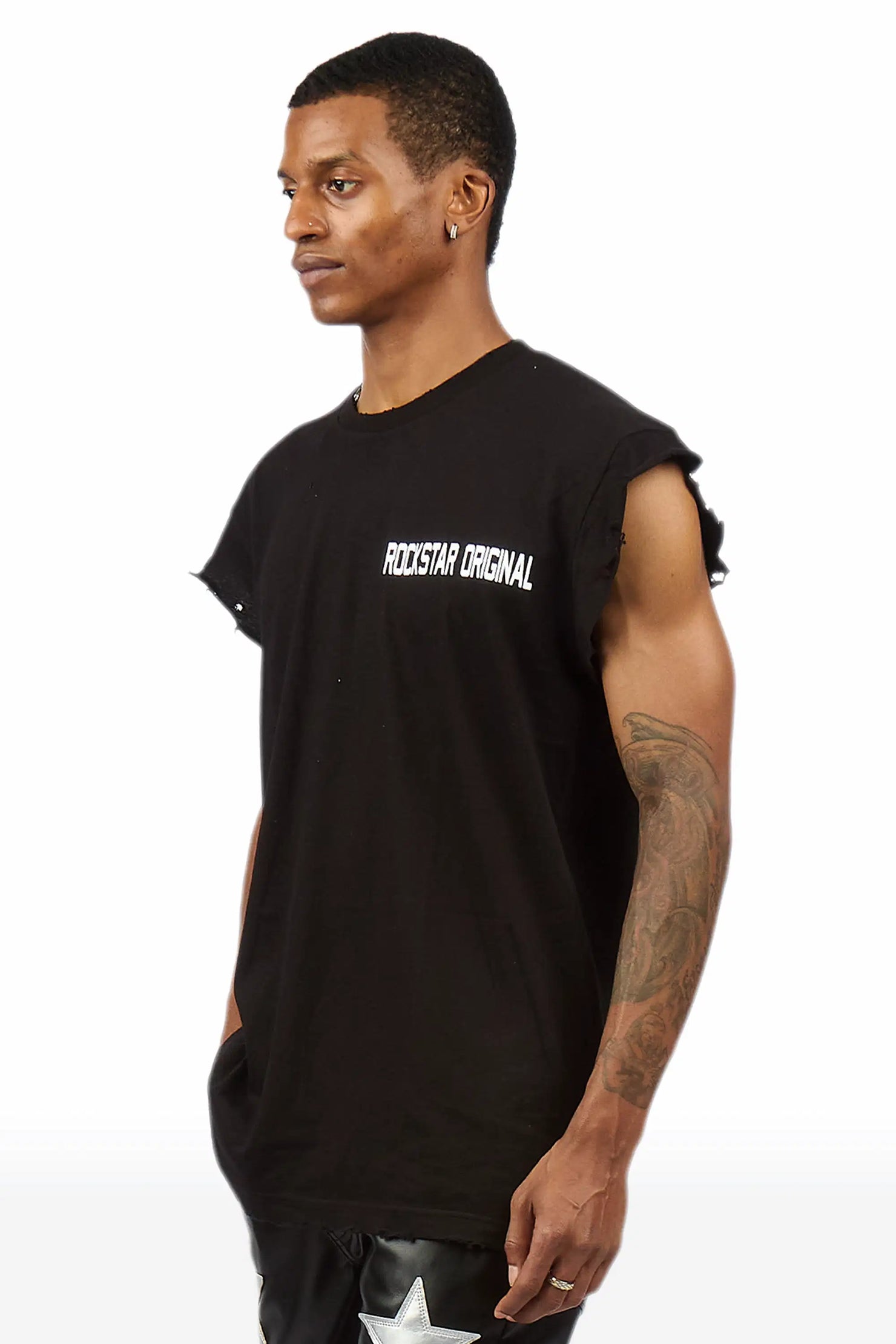 Corven Black Cut Off T-Shirt