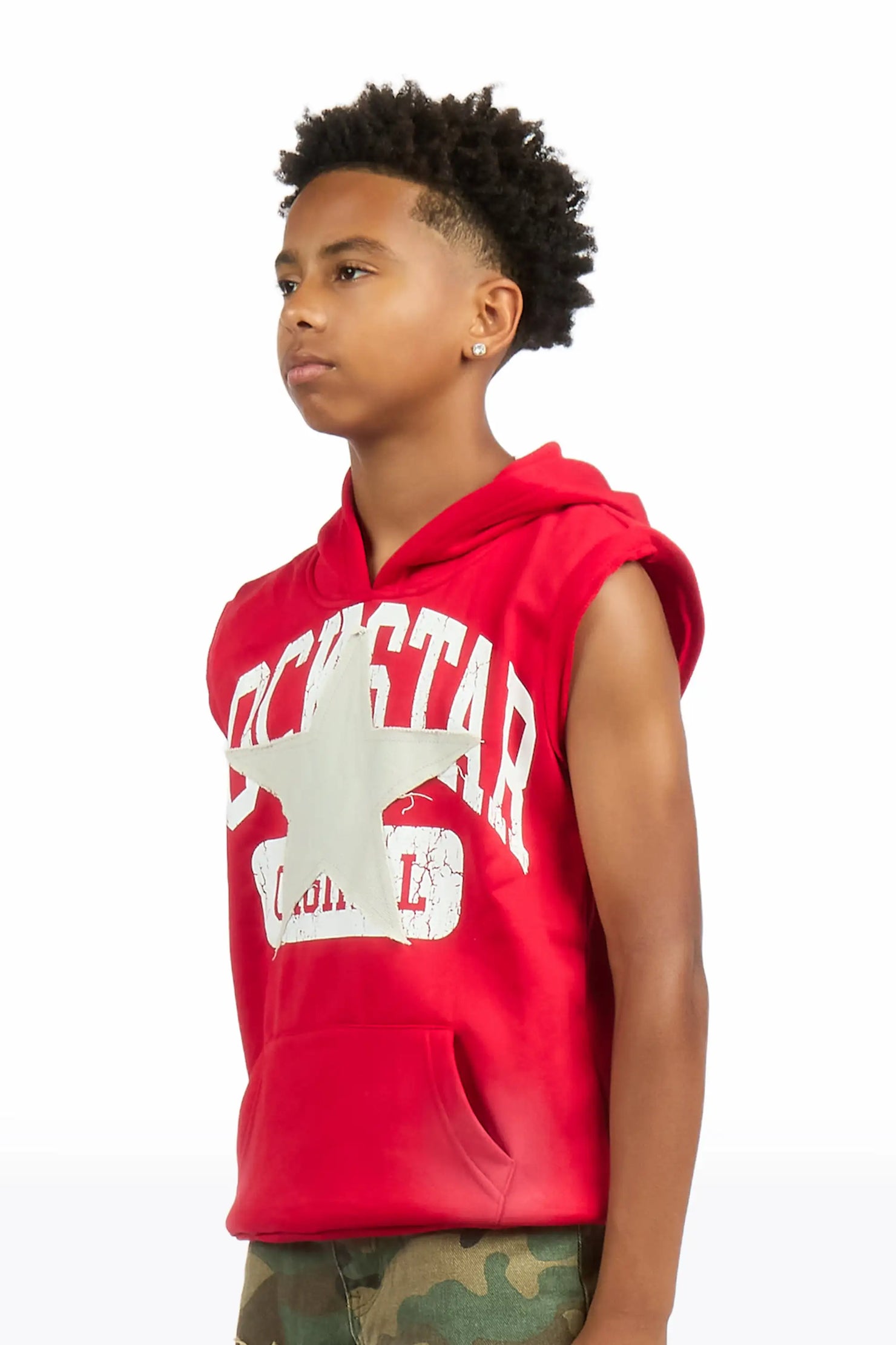 Boys Mallor Red Sleeveless Hoodie