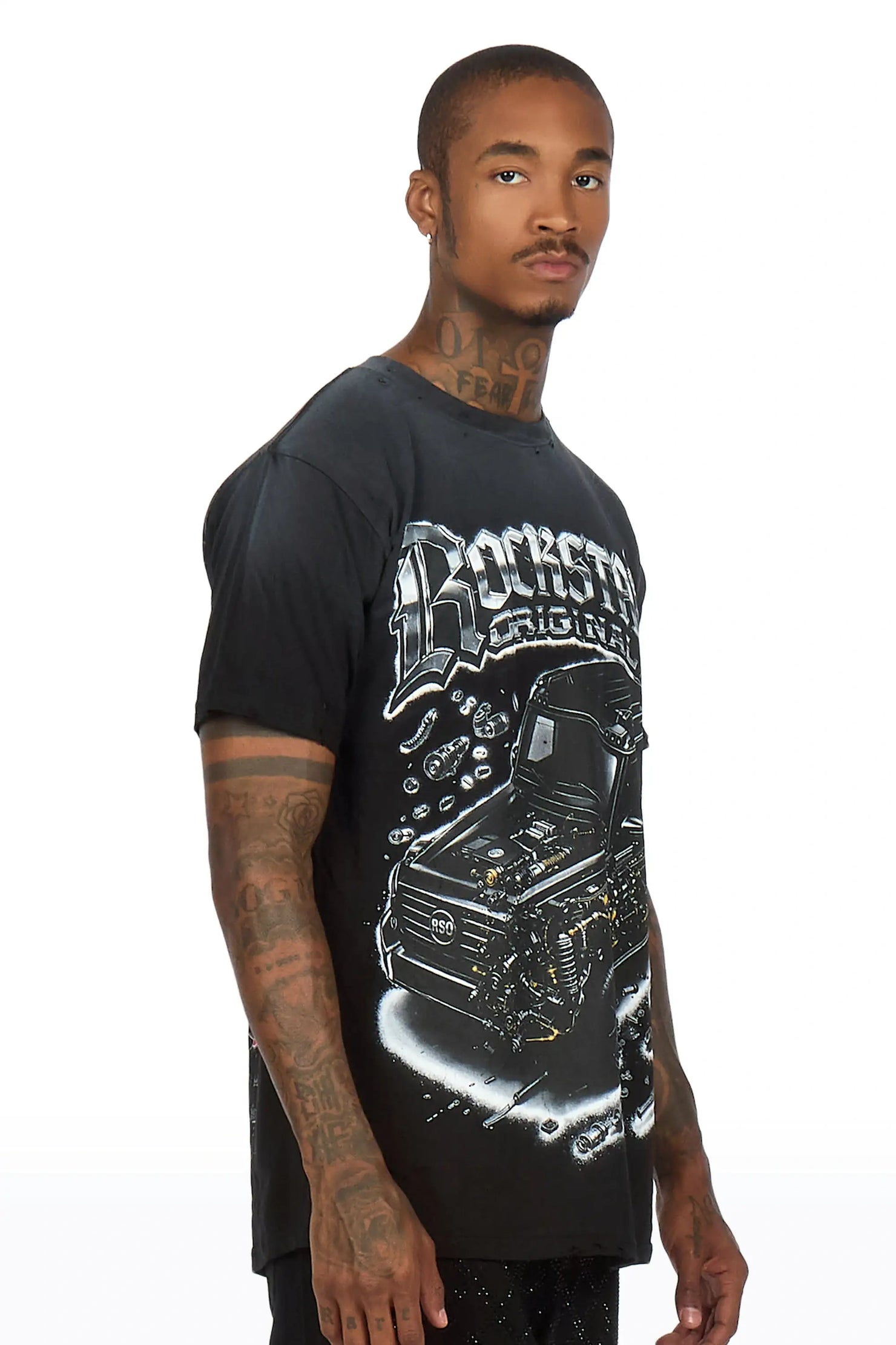Mazon Black Oversized Graphic T-Shirt