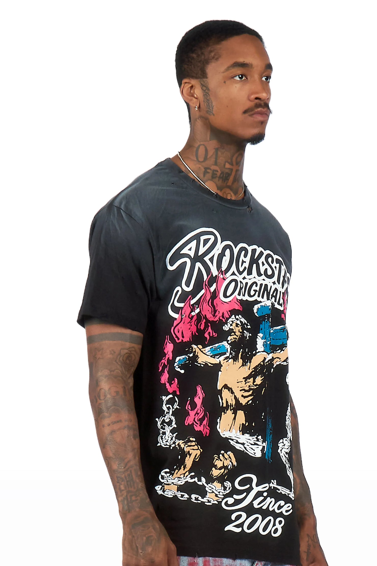 Kyren Black Oversized Graphic T-Shirt