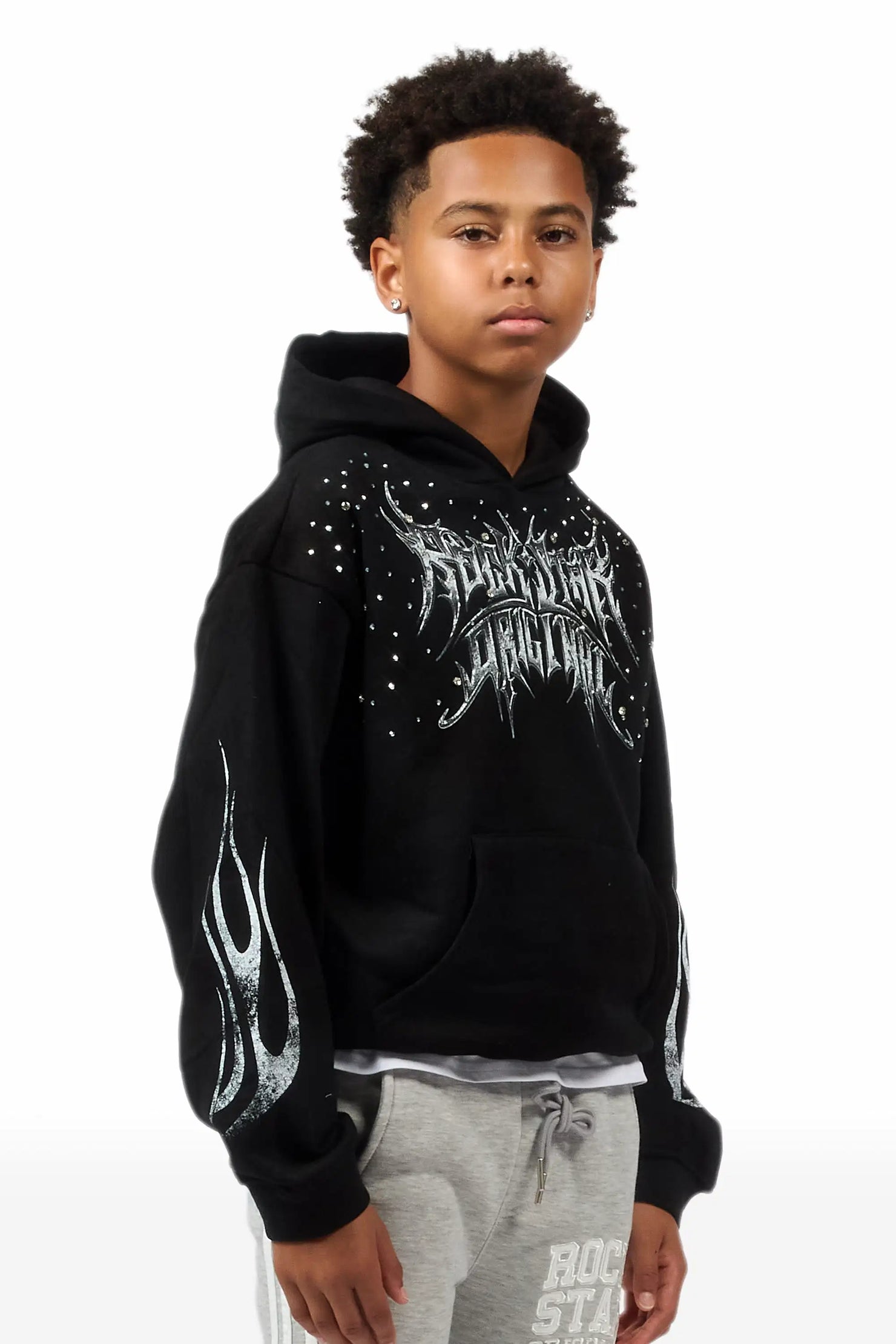 Boys Nikisha Black Rhinestone Hoodie