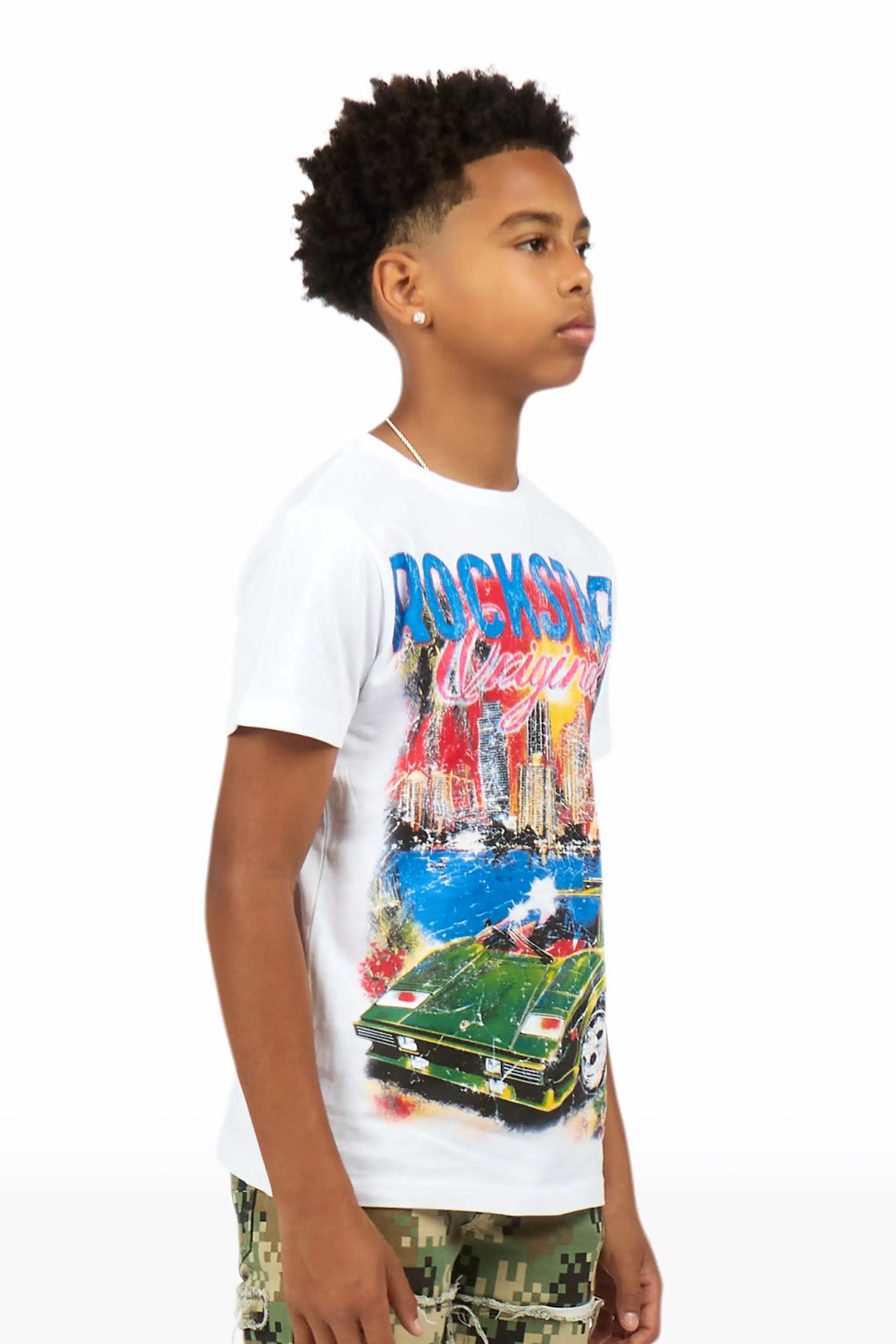 Boys Jhaezar White Graphic T-Shirt