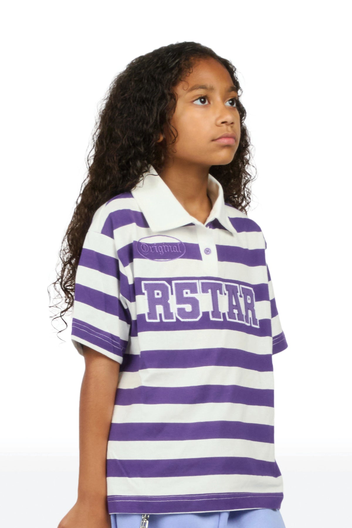 Girls Fintan Purple/Cream Polo