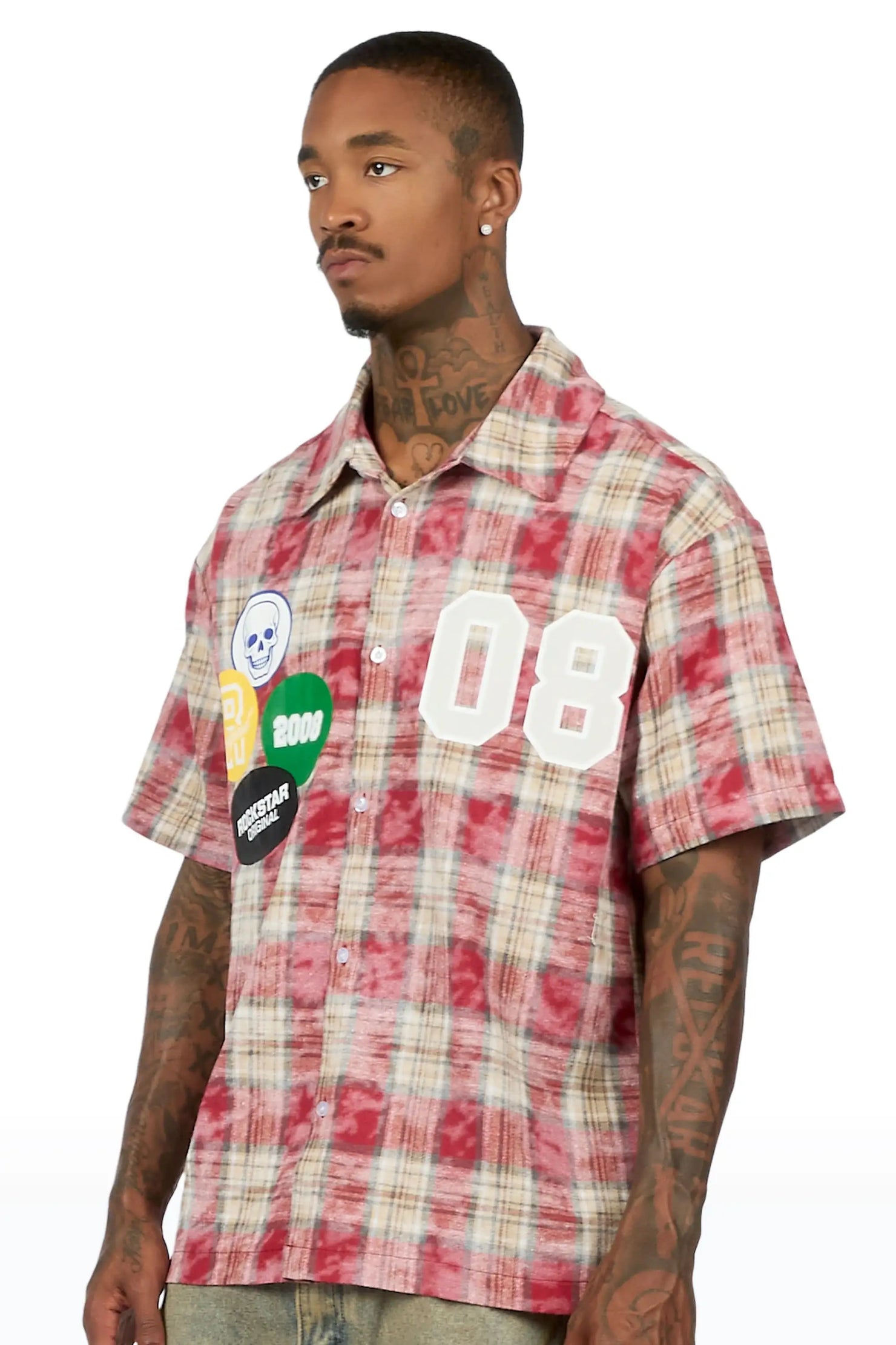 Emre Red Flannel Short Sleeve Shirt