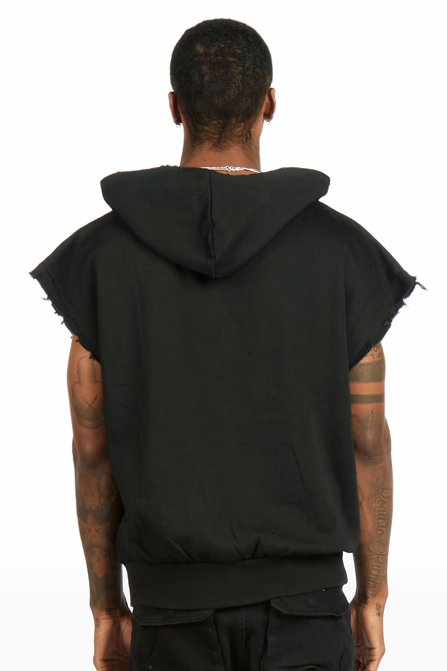 Spiller Black Cut Sleeve Hoodie