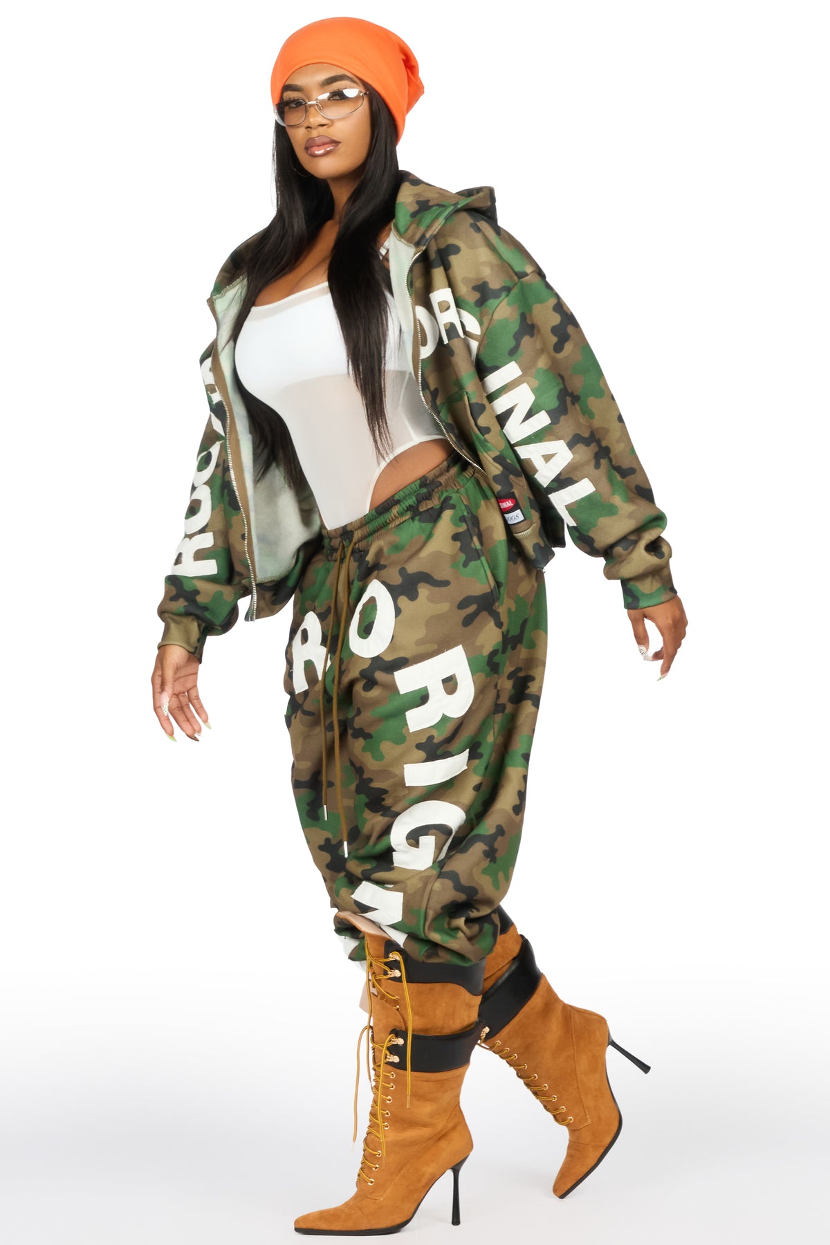 Raynecia Camo Zip Up Baggy Fit Track Set