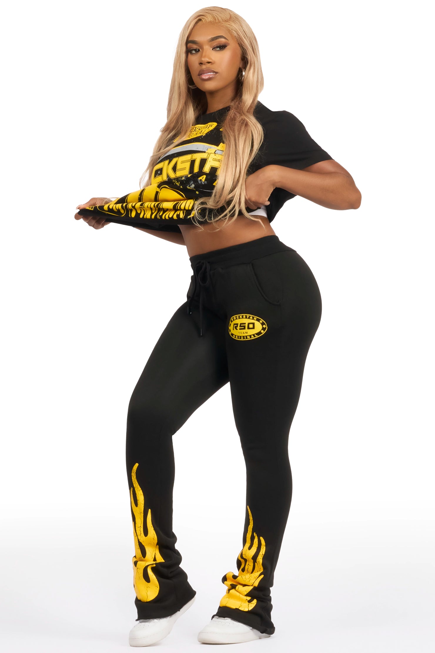 Esha Black T-Shirt Trackset