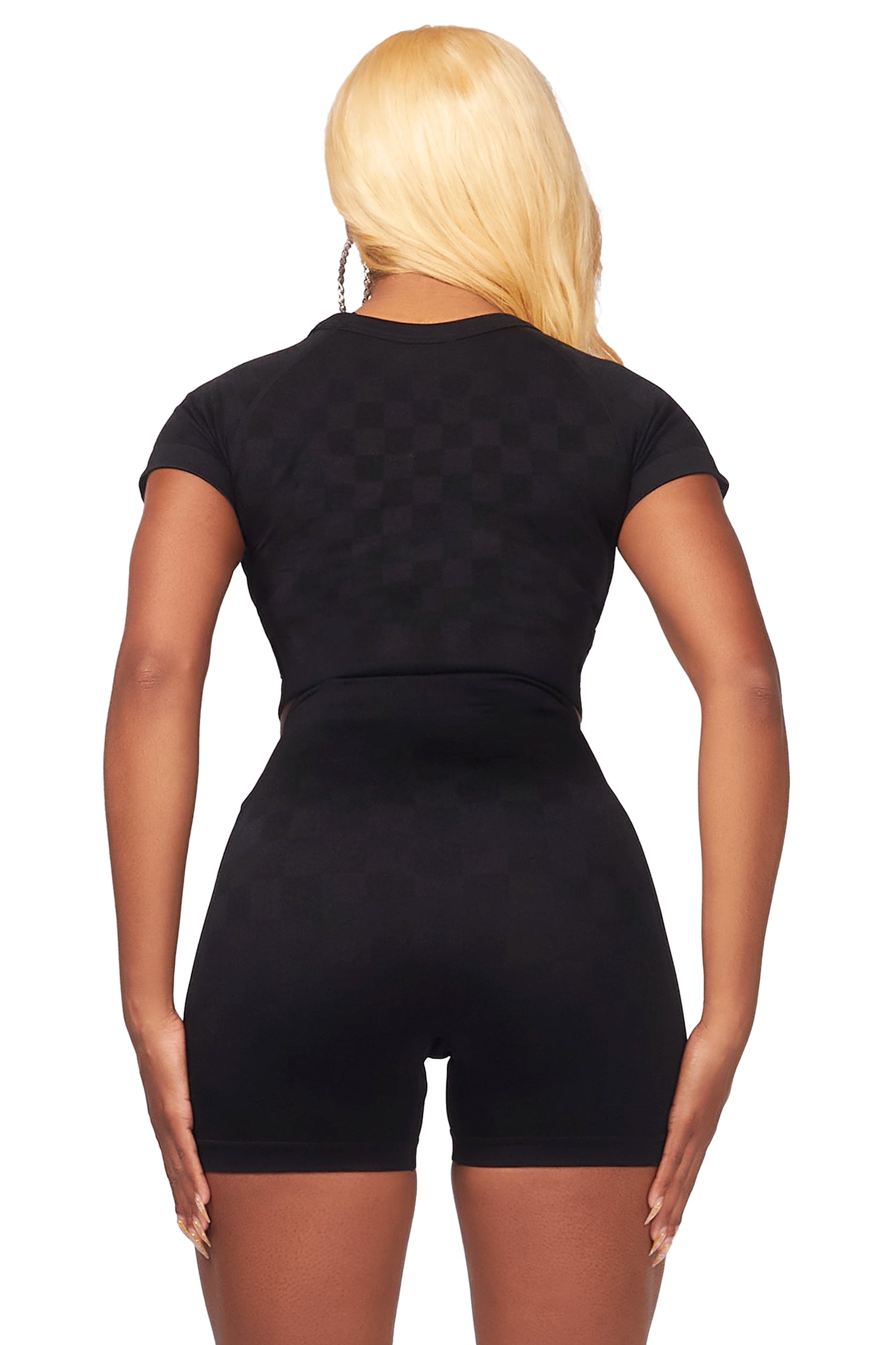 Caria Black Checkered Bike Short Set