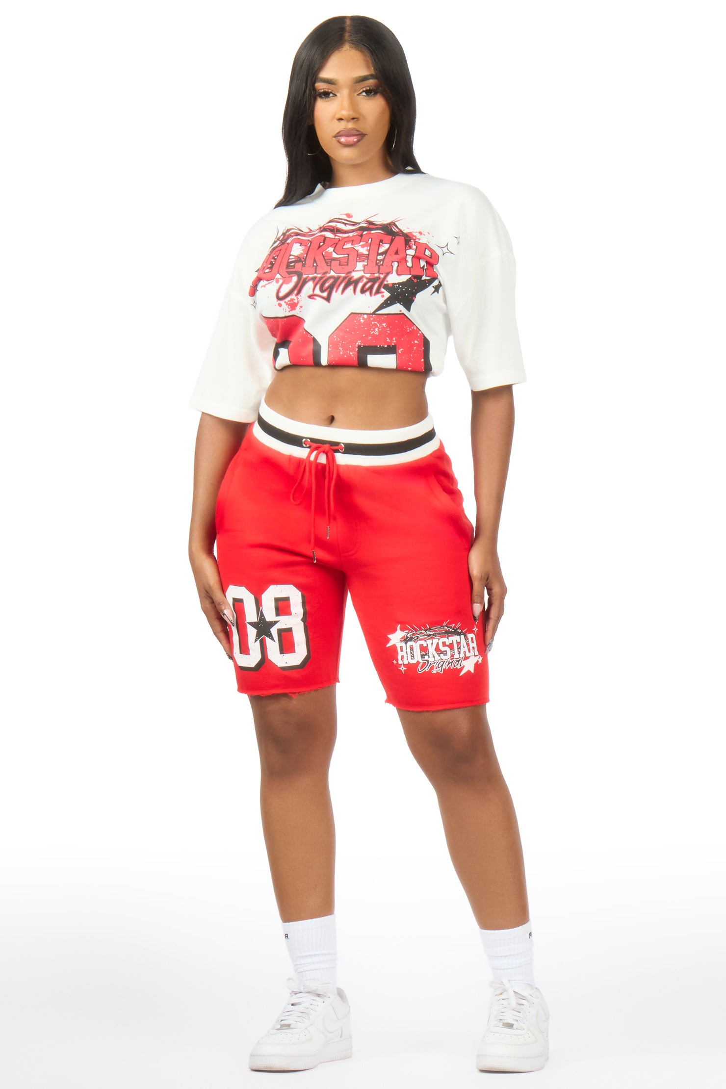 Carolina White/Red T-Shirt Short Set
