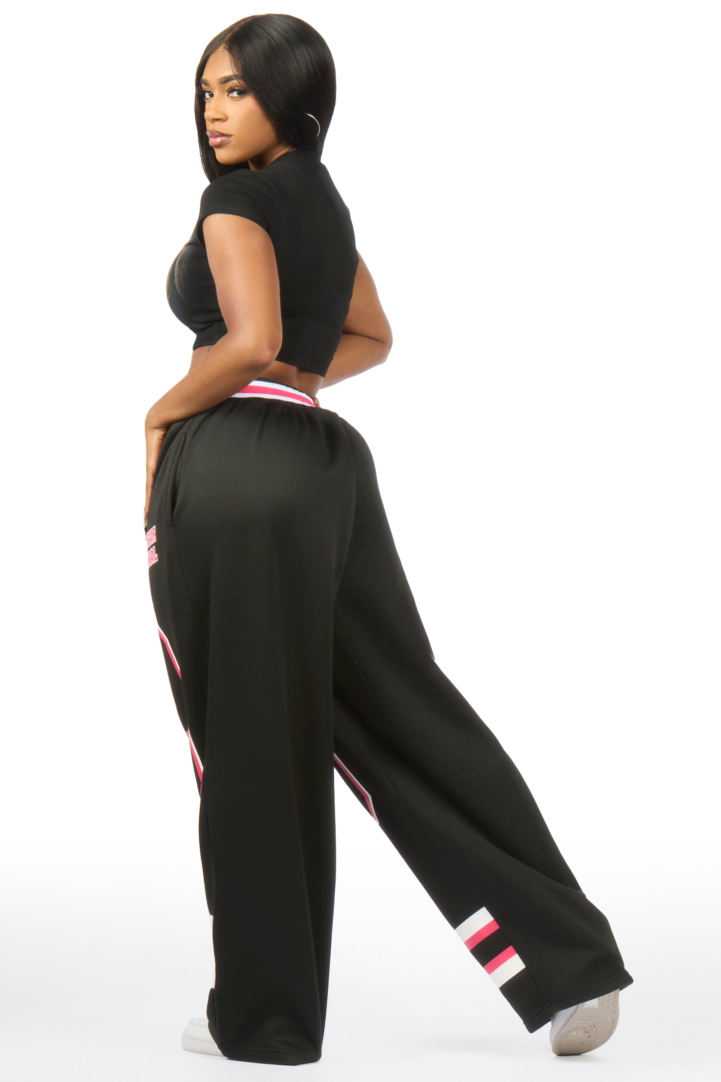 Lenayh Black Baggy Track Pant