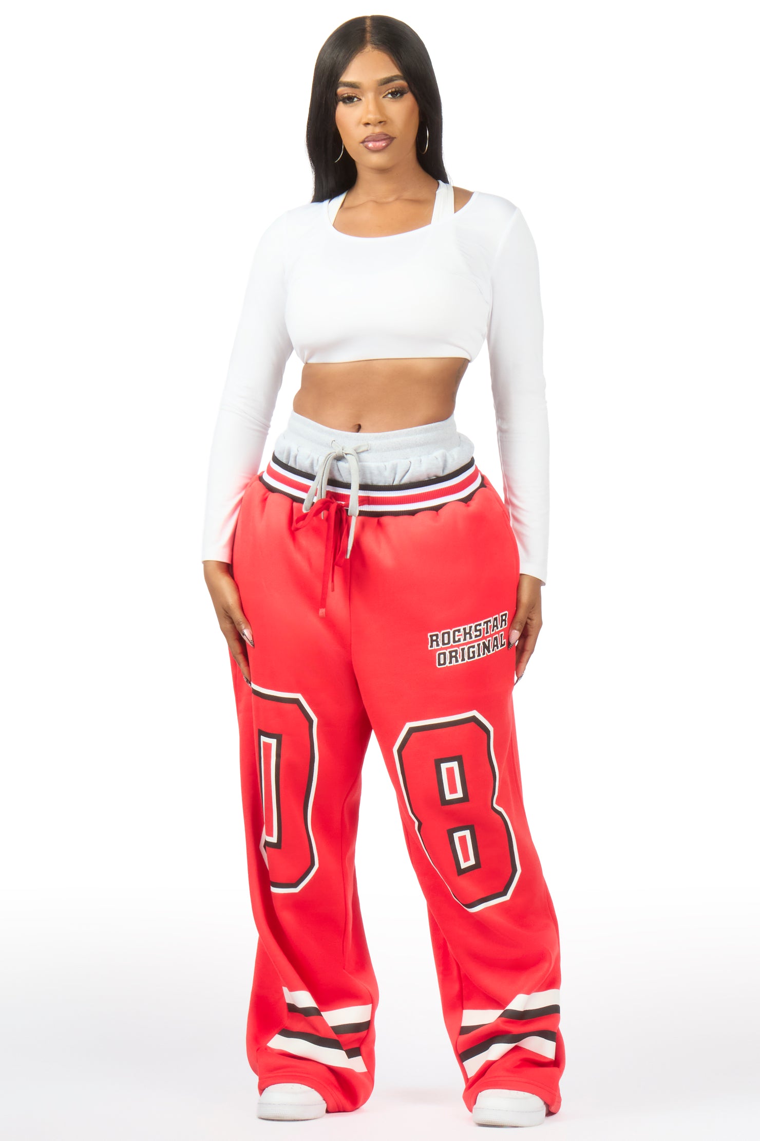 Lenayh Red Baggy Track Pant