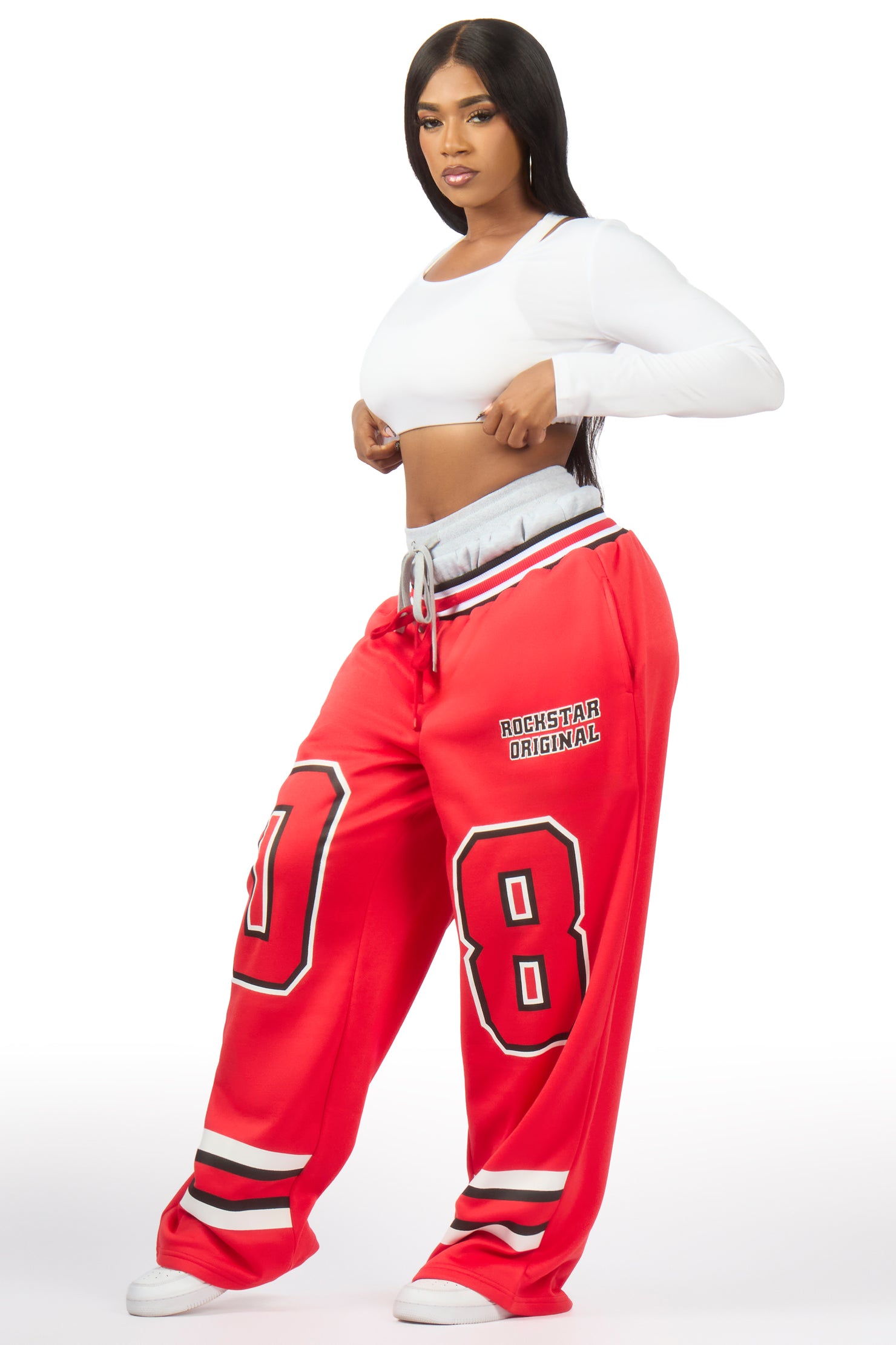 Lenayh Red Baggy Track Pant