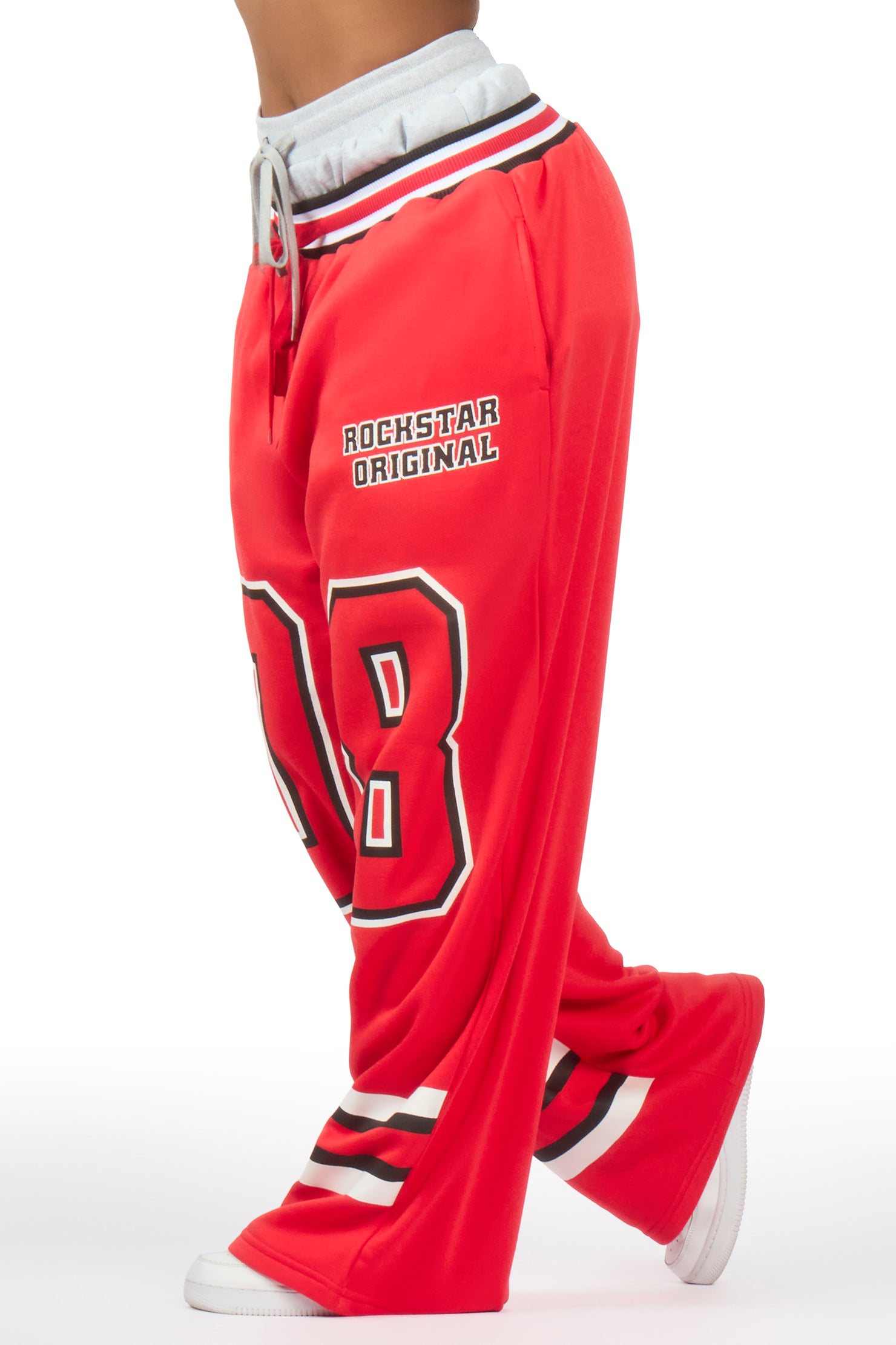 Lenayh Red Baggy Track Pant