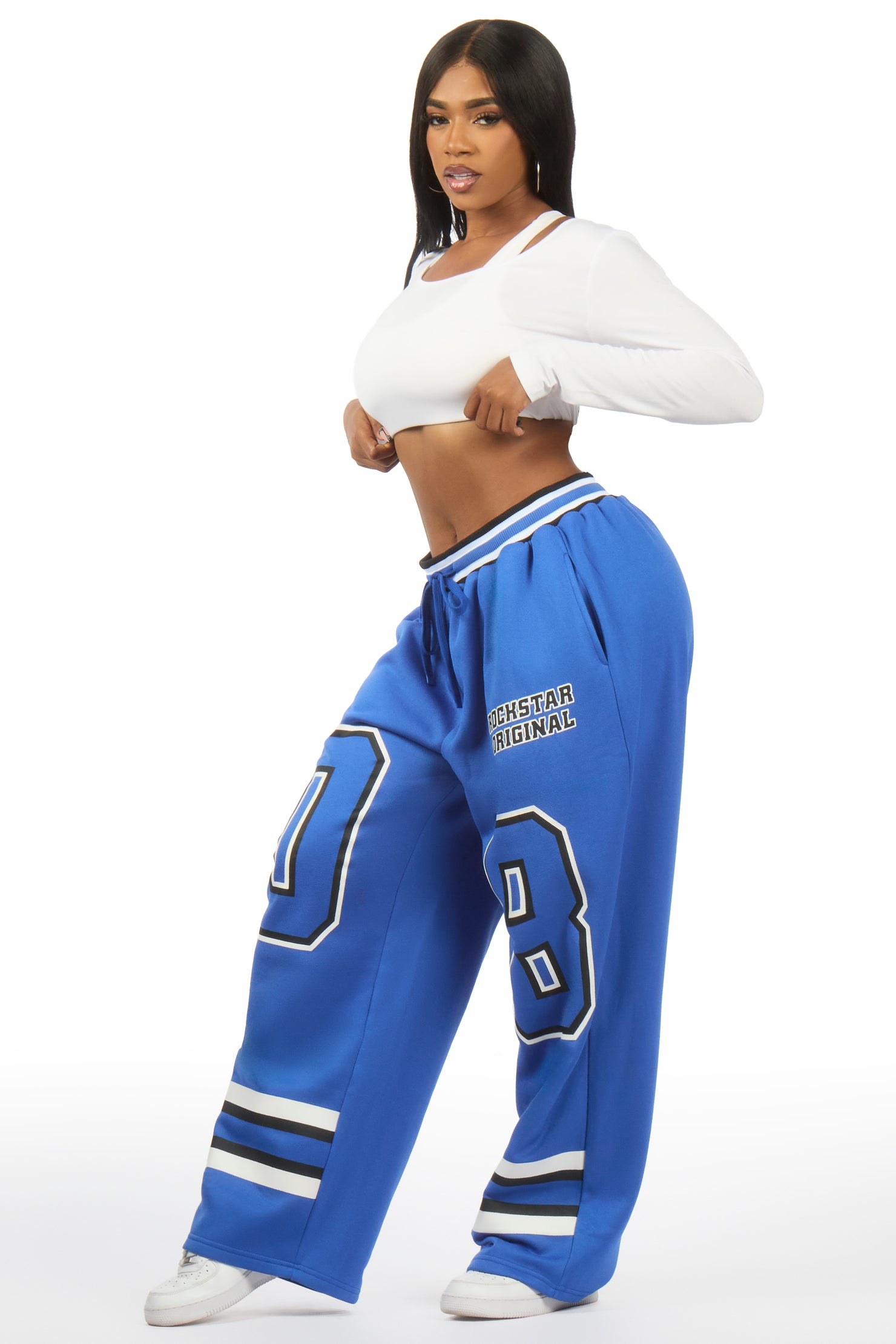 Lenayh Royal Blue Baggy Track Pant