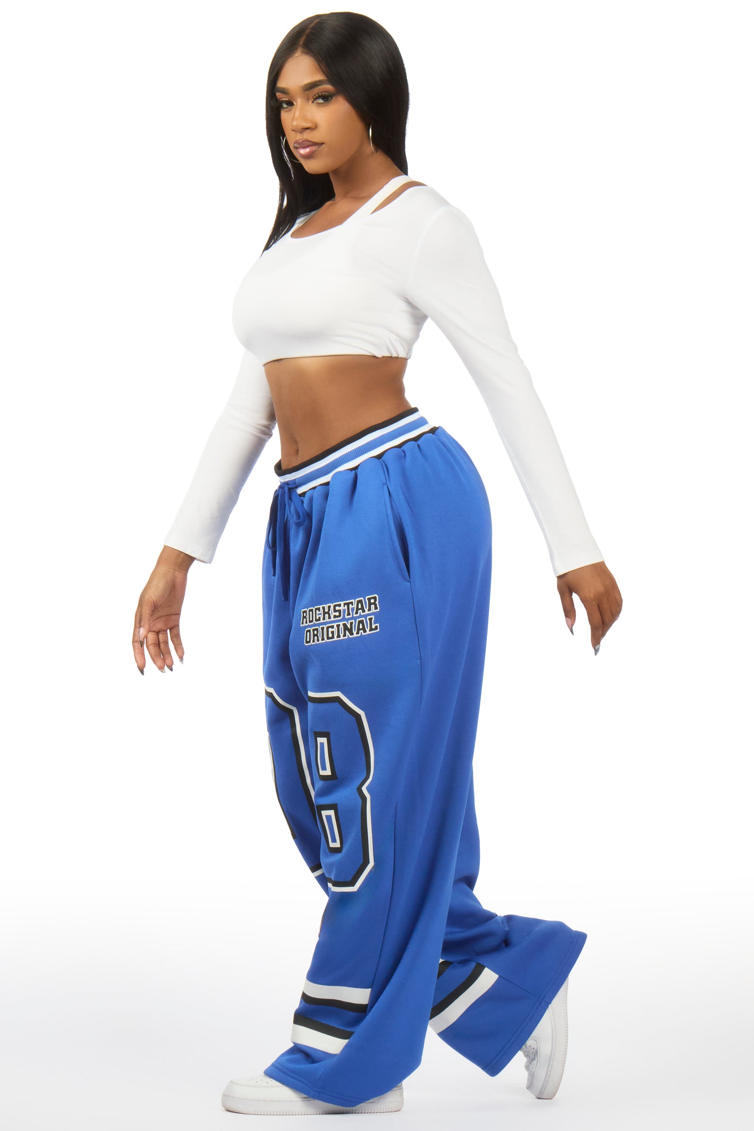 Lenayh Royal Blue Baggy Track Pant