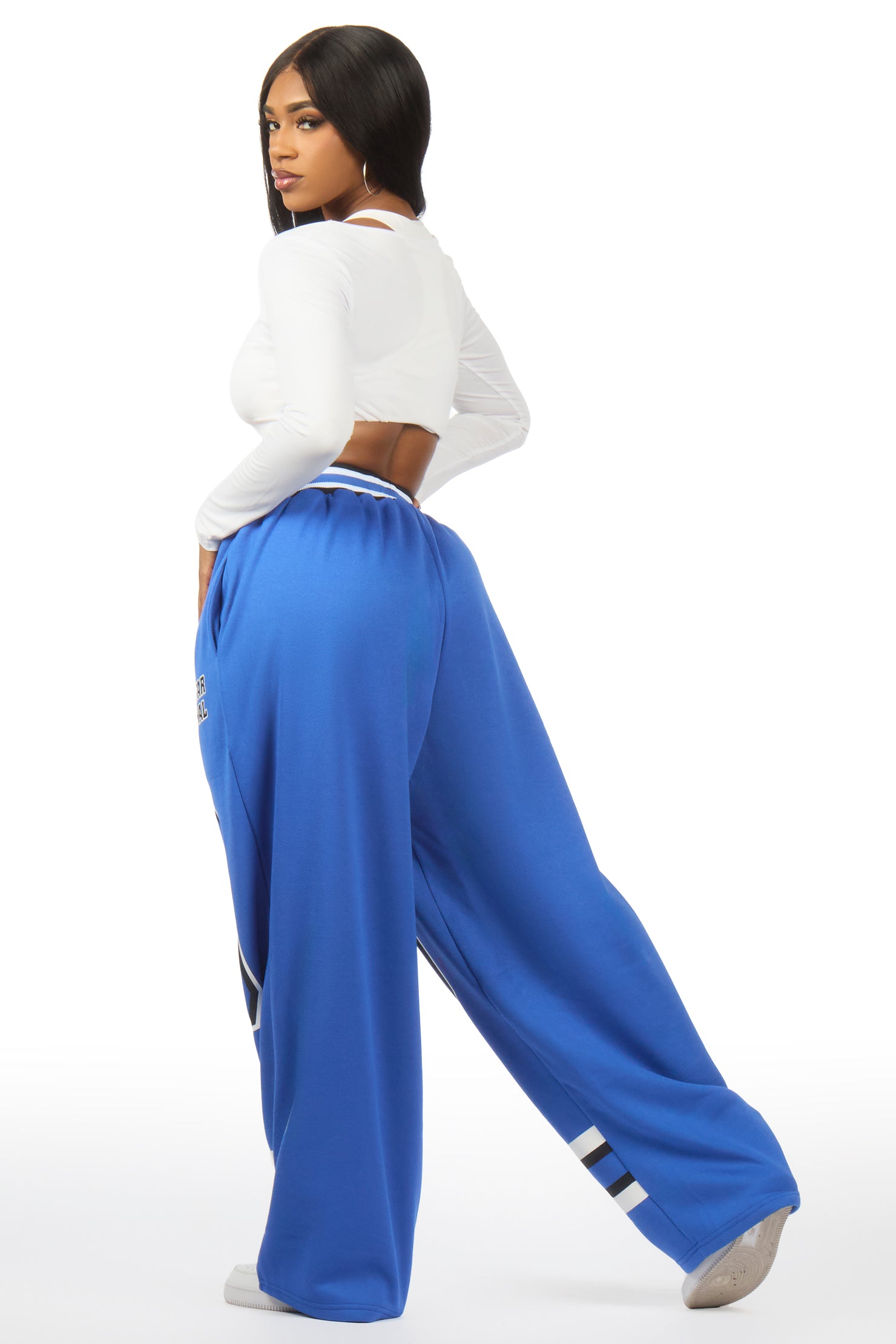 Lenayh Royal Blue Baggy Track Pant