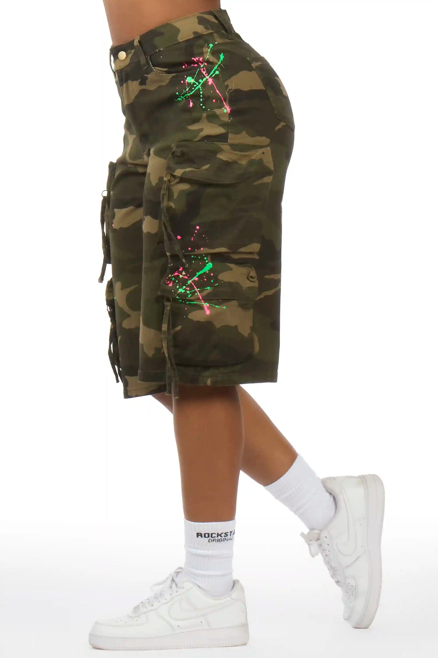 Shavonna Camo Painted Denim Jort