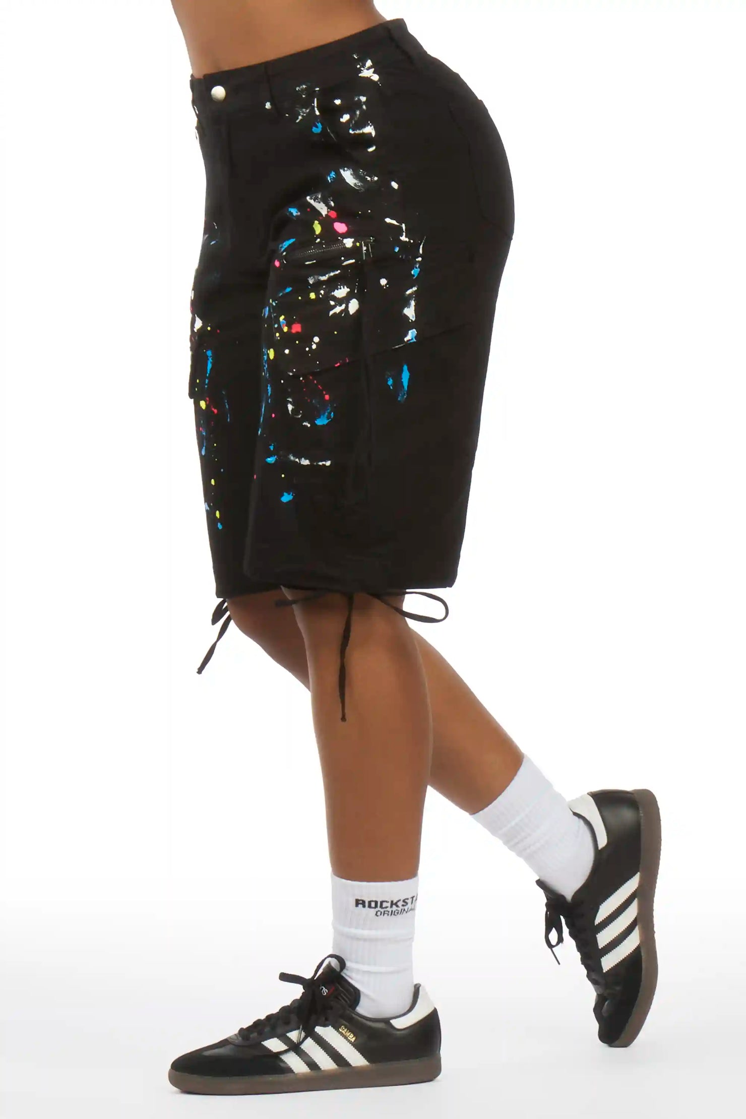 Shavelle Black Painted Denim Jort