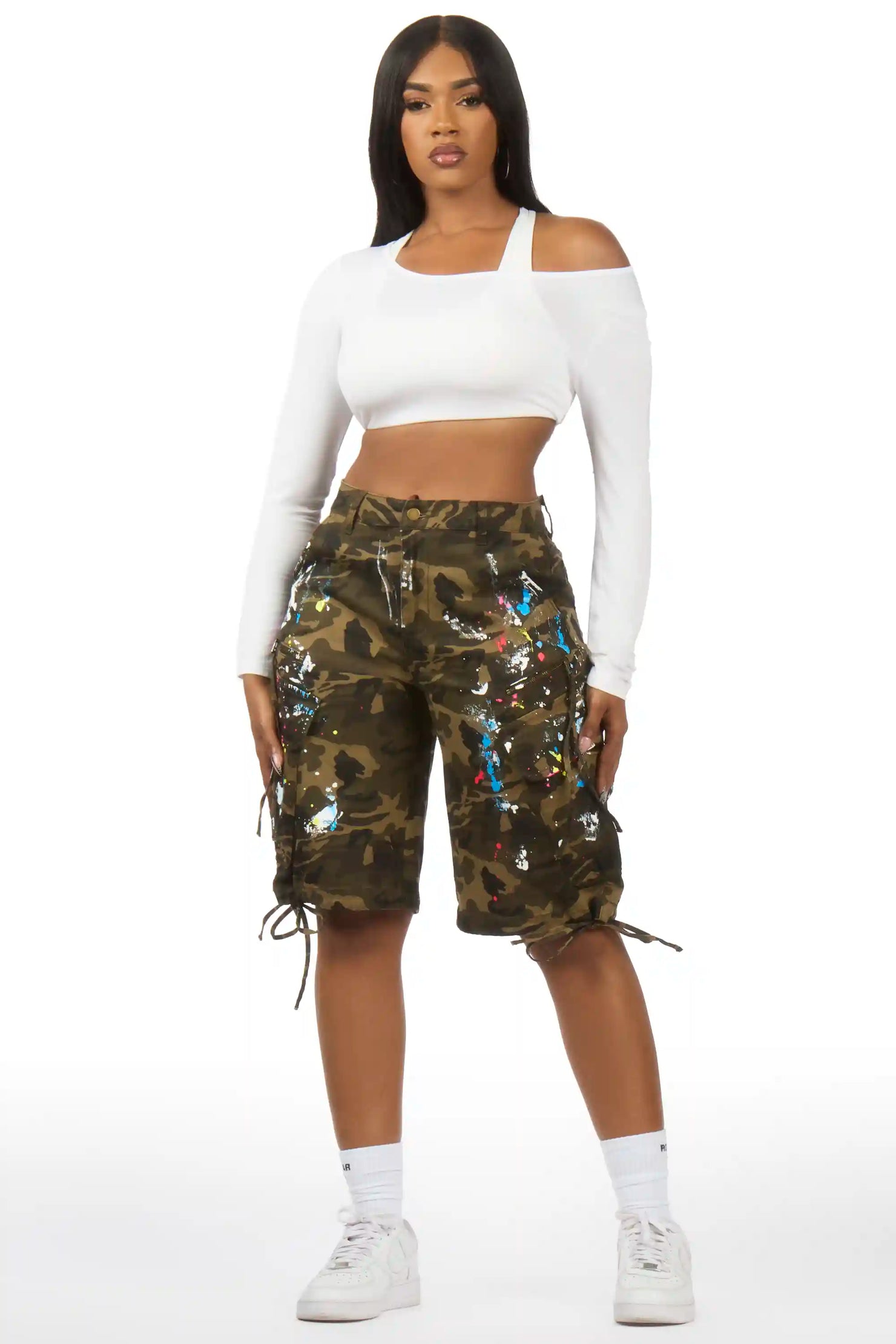 Shavelle Camo Painted Denim Jort