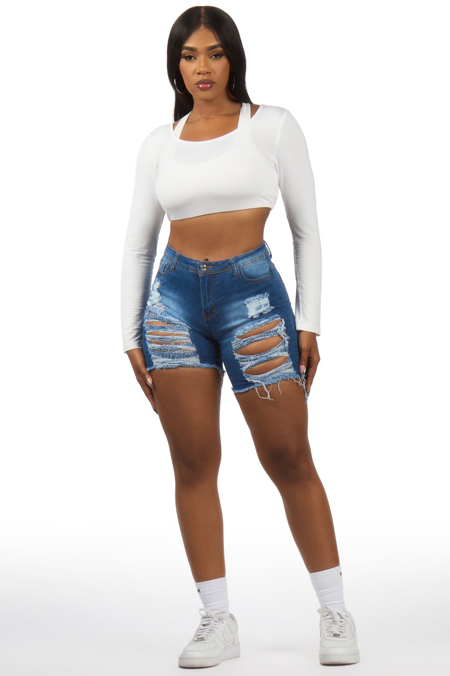Saida Med. Wash Distressed Denim Short