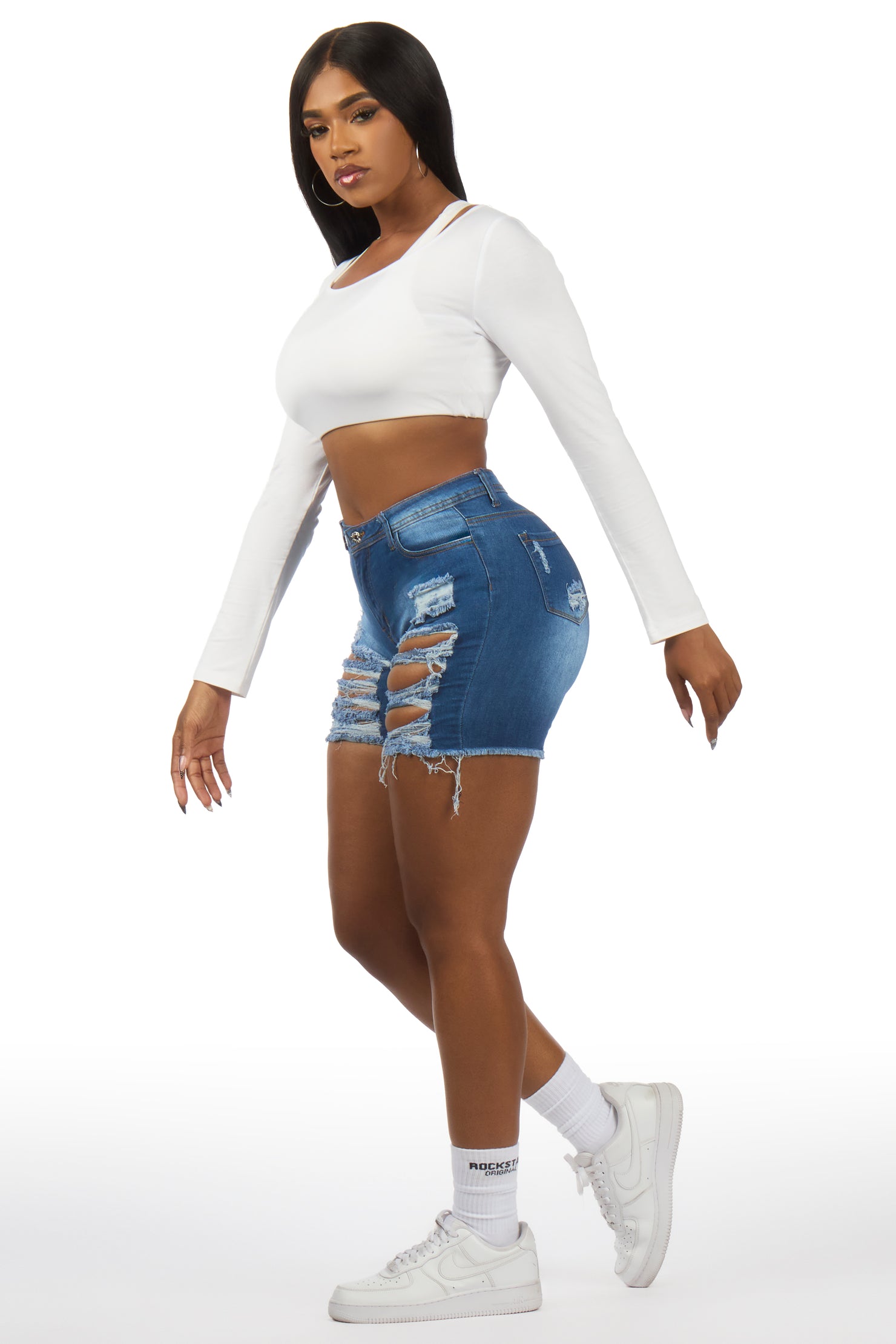 Saida Med. Wash Distressed Denim Short
