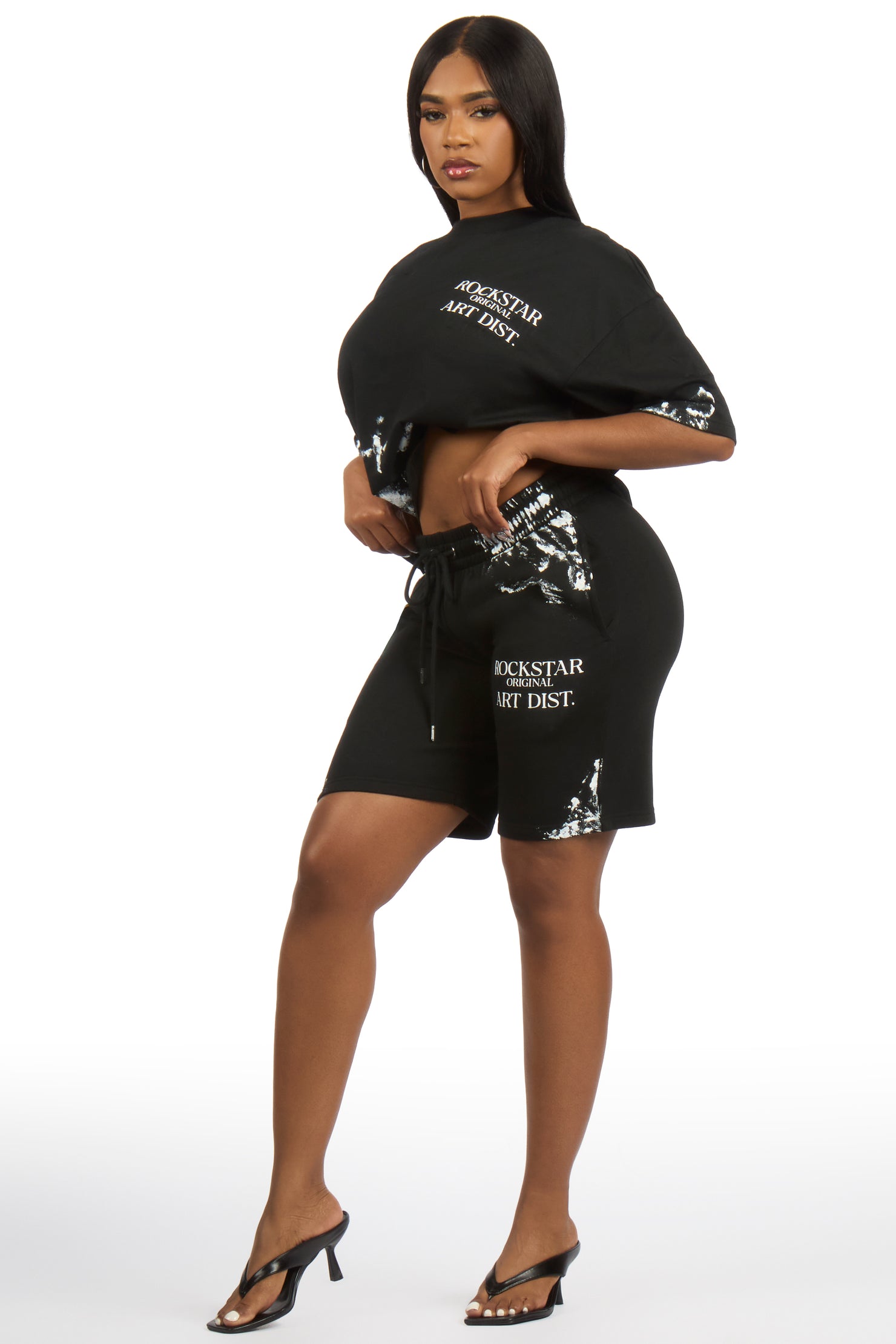 Filipa Black T-Shirt Short Set
