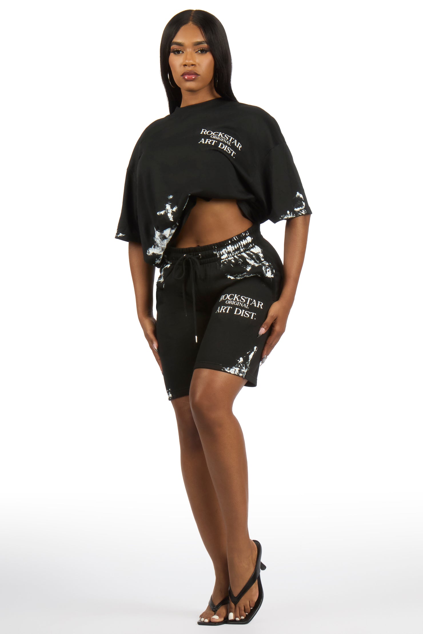 Filipa Black T-Shirt Short Set