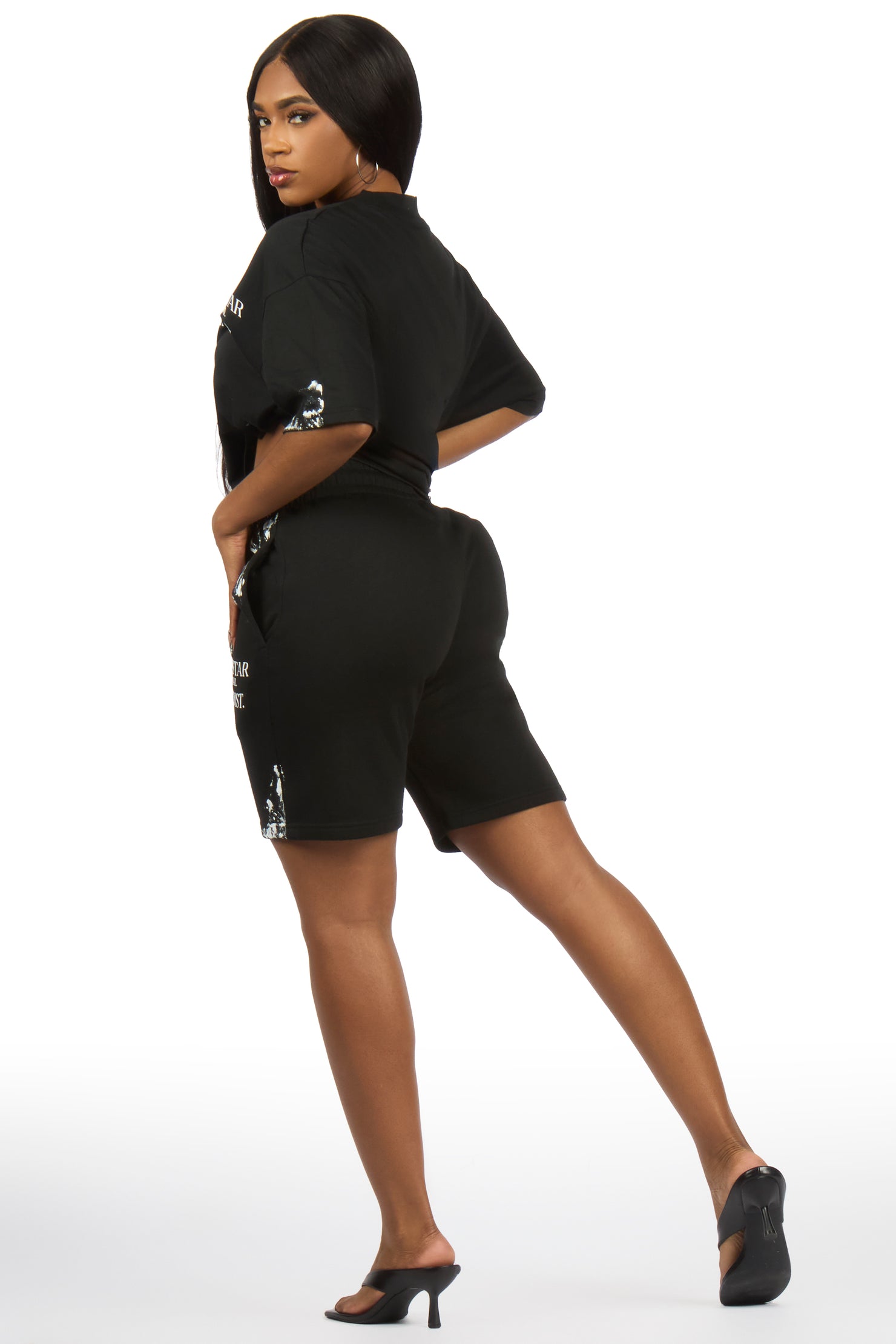 Filipa Black T-Shirt Short Set