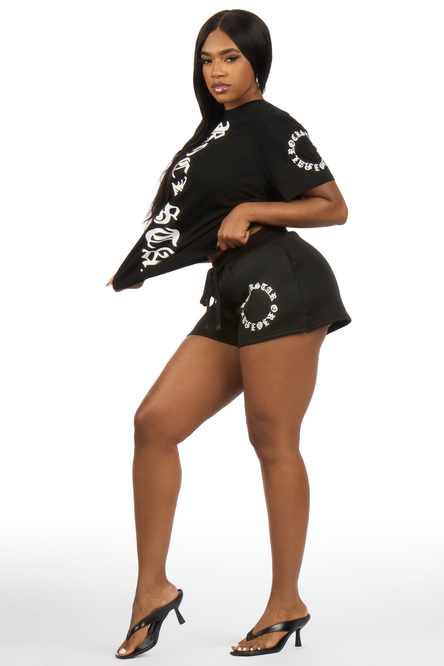 Kambrie Black T-Shirt Short Set