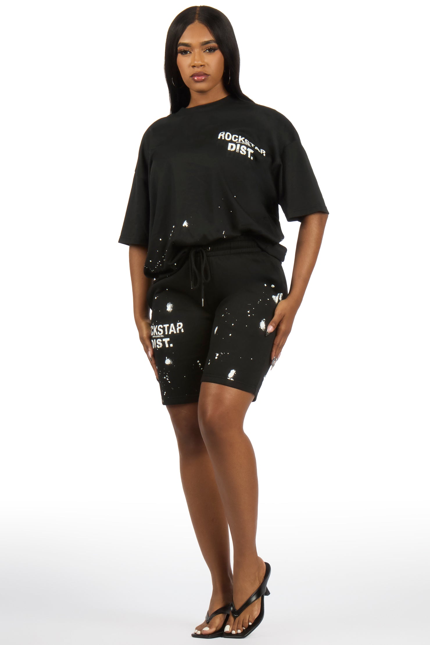 Lezaria Black T-Shirt Short Set