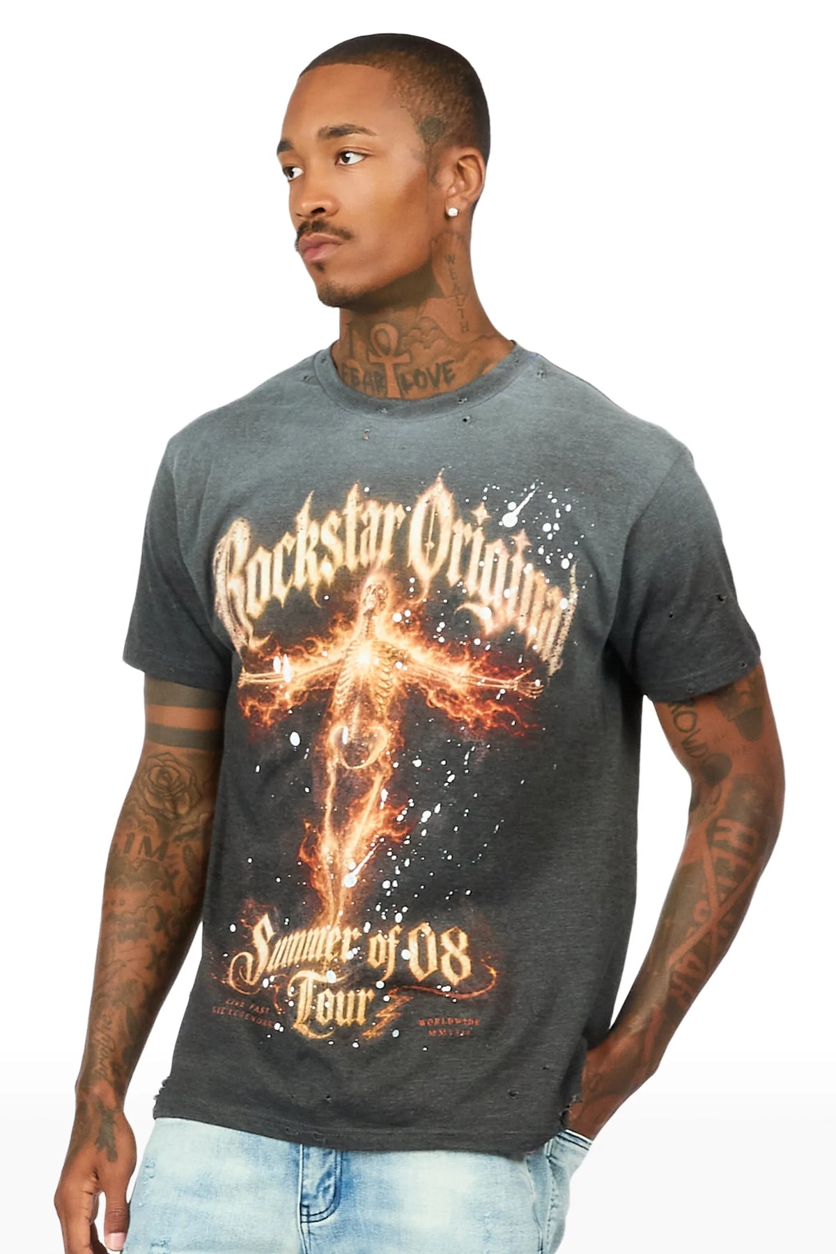 Buzzle Charcoal Oversized Graphic T-Shirt