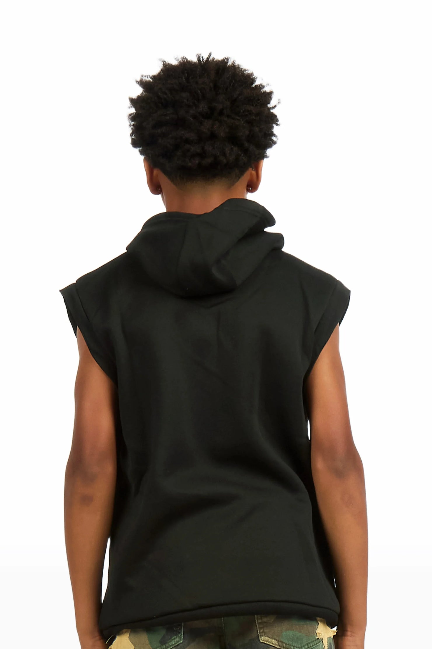 Boys Keen Black Sleeveless Hoodie