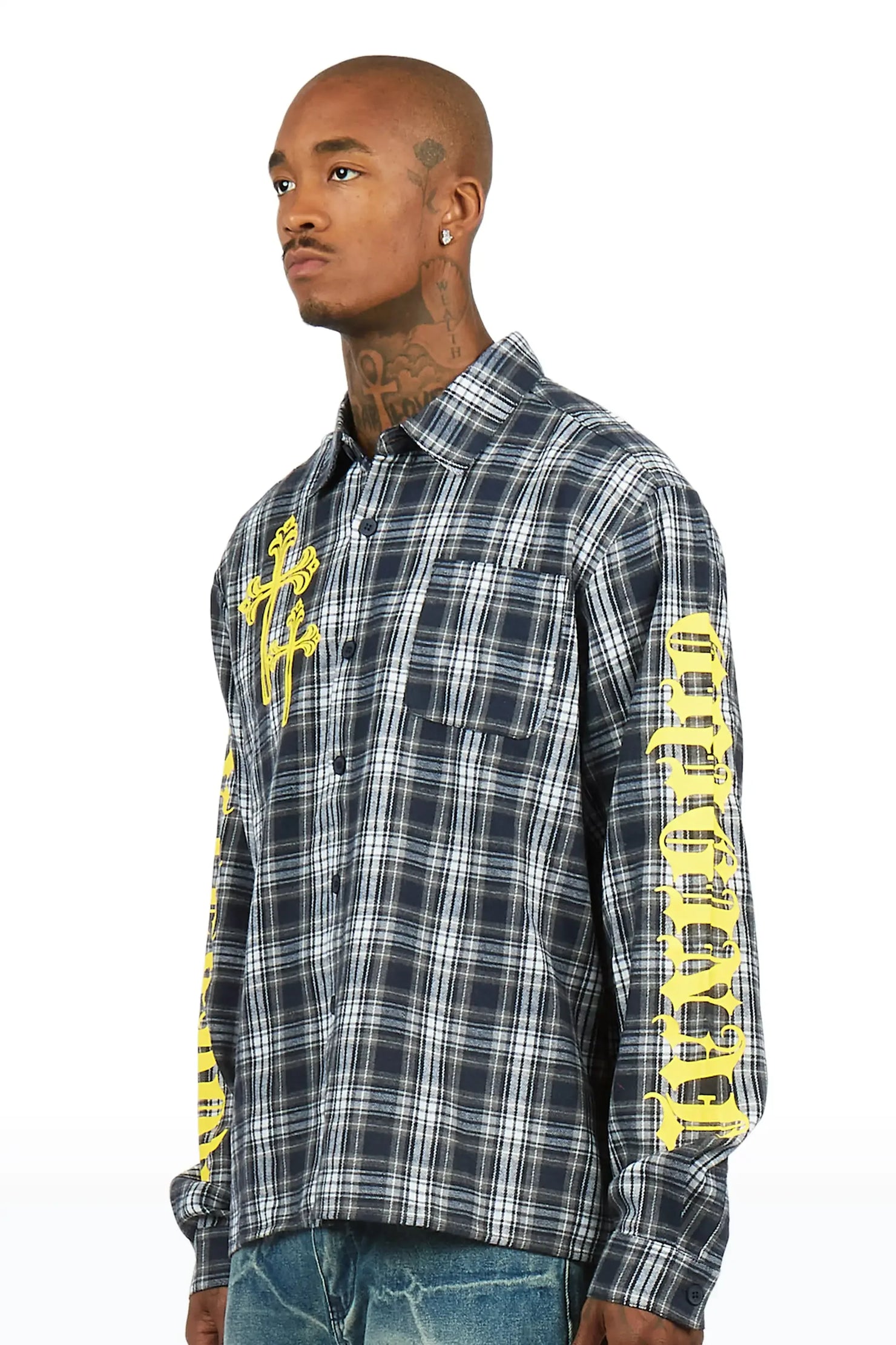 Helder Navy Flannel Long Sleeve Shirt