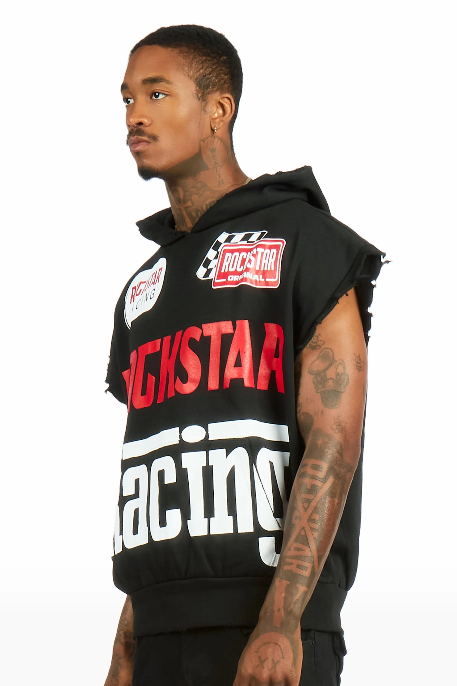 Spiller Black Cut Sleeve Hoodie