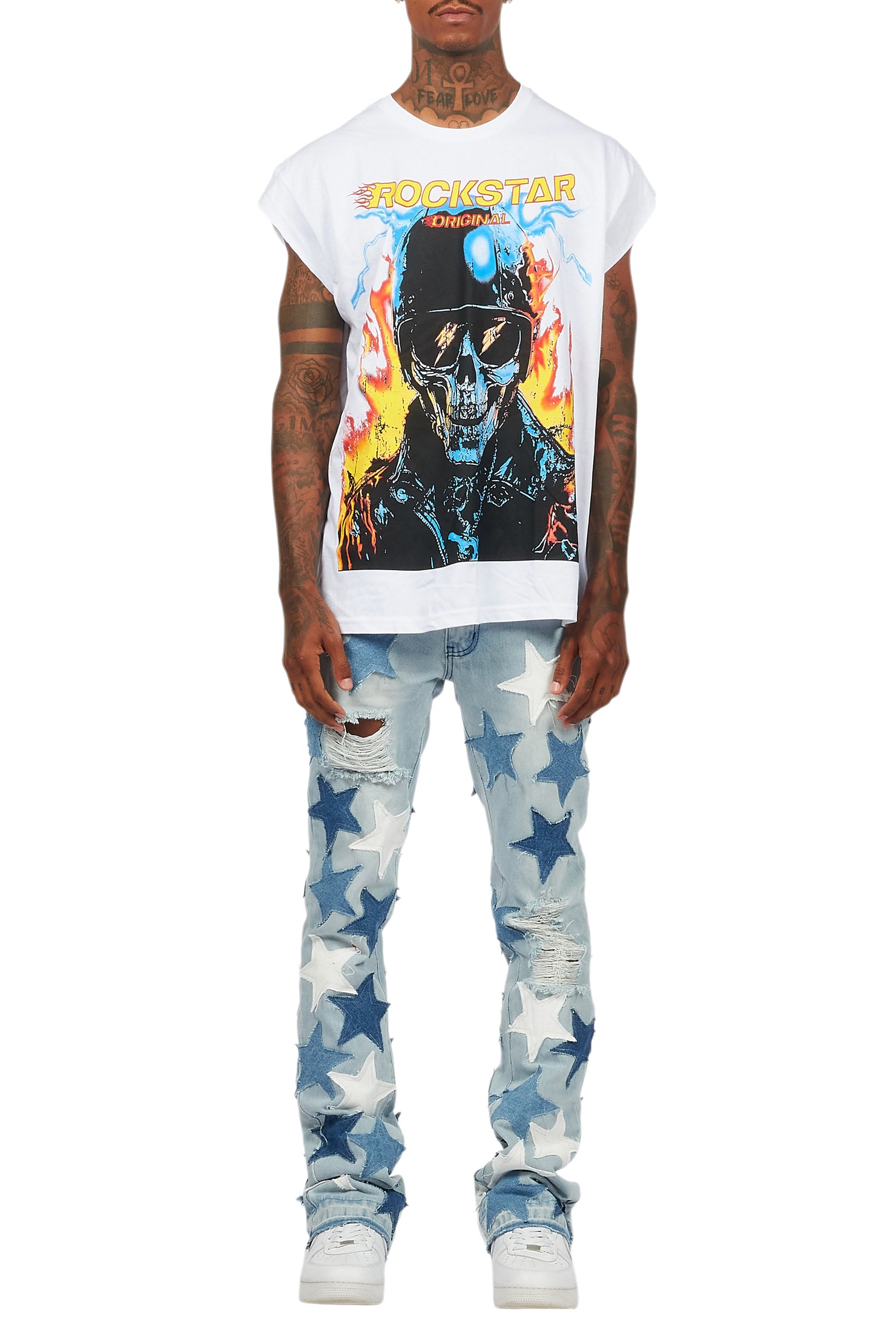 StarLane Light Blue Stacked Flare Jean