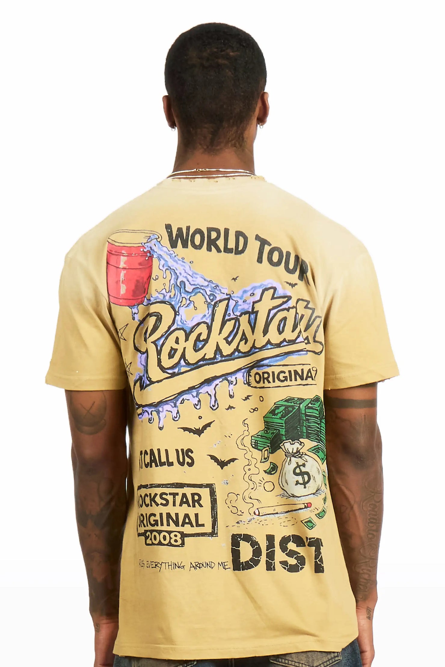 Batts Beige Oversized Graphic T-Shirt