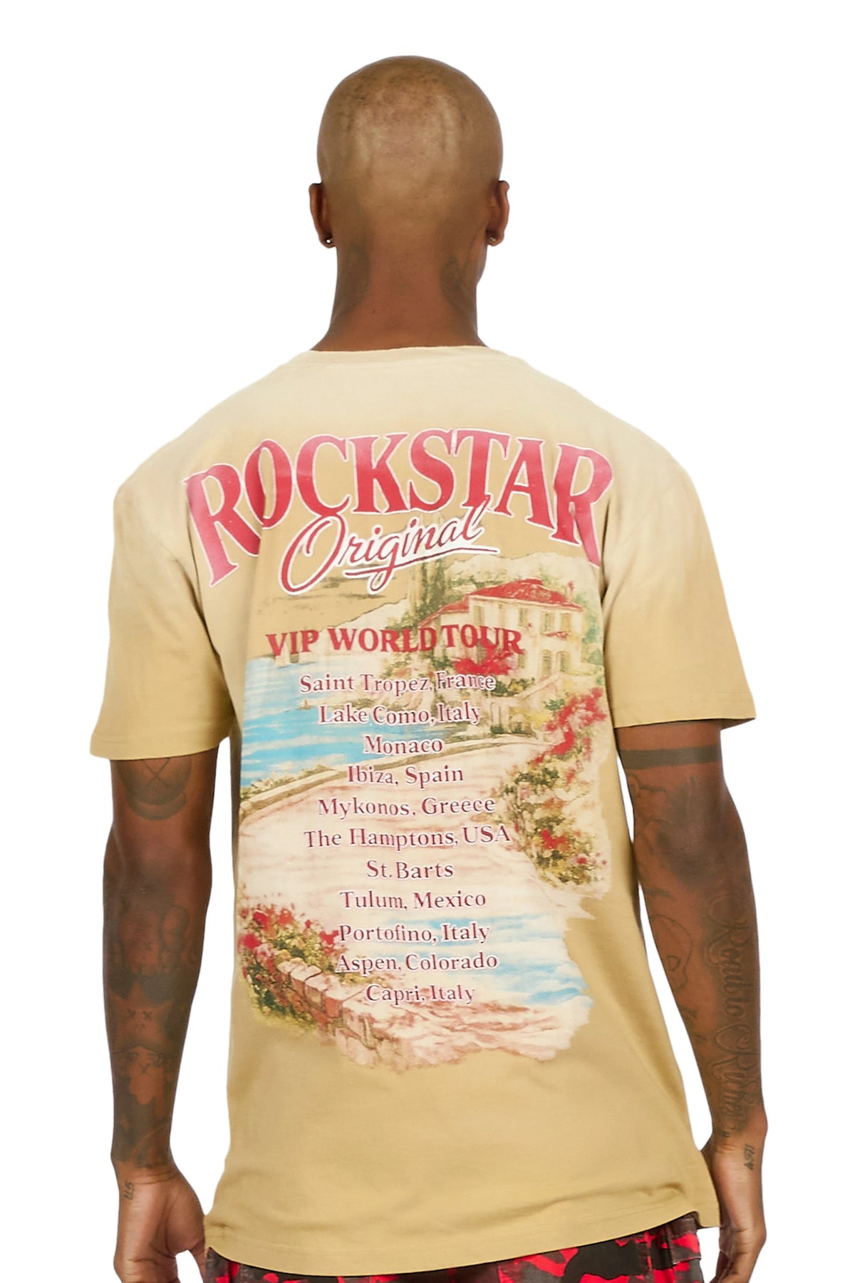 Caston Beige Oversized Graphic T-Shirt