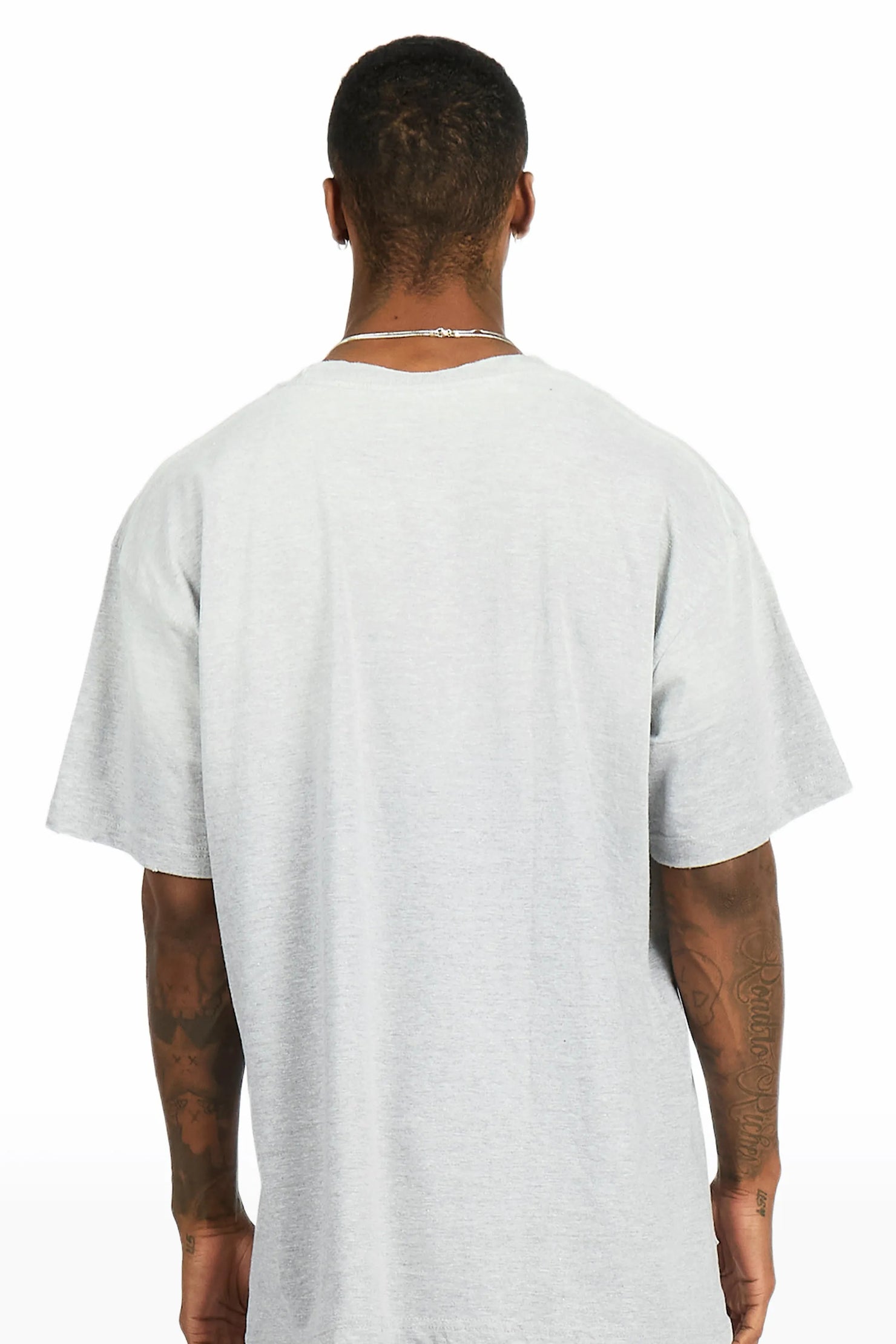Kyren Heather Grey Oversized Graphic T-Shirt