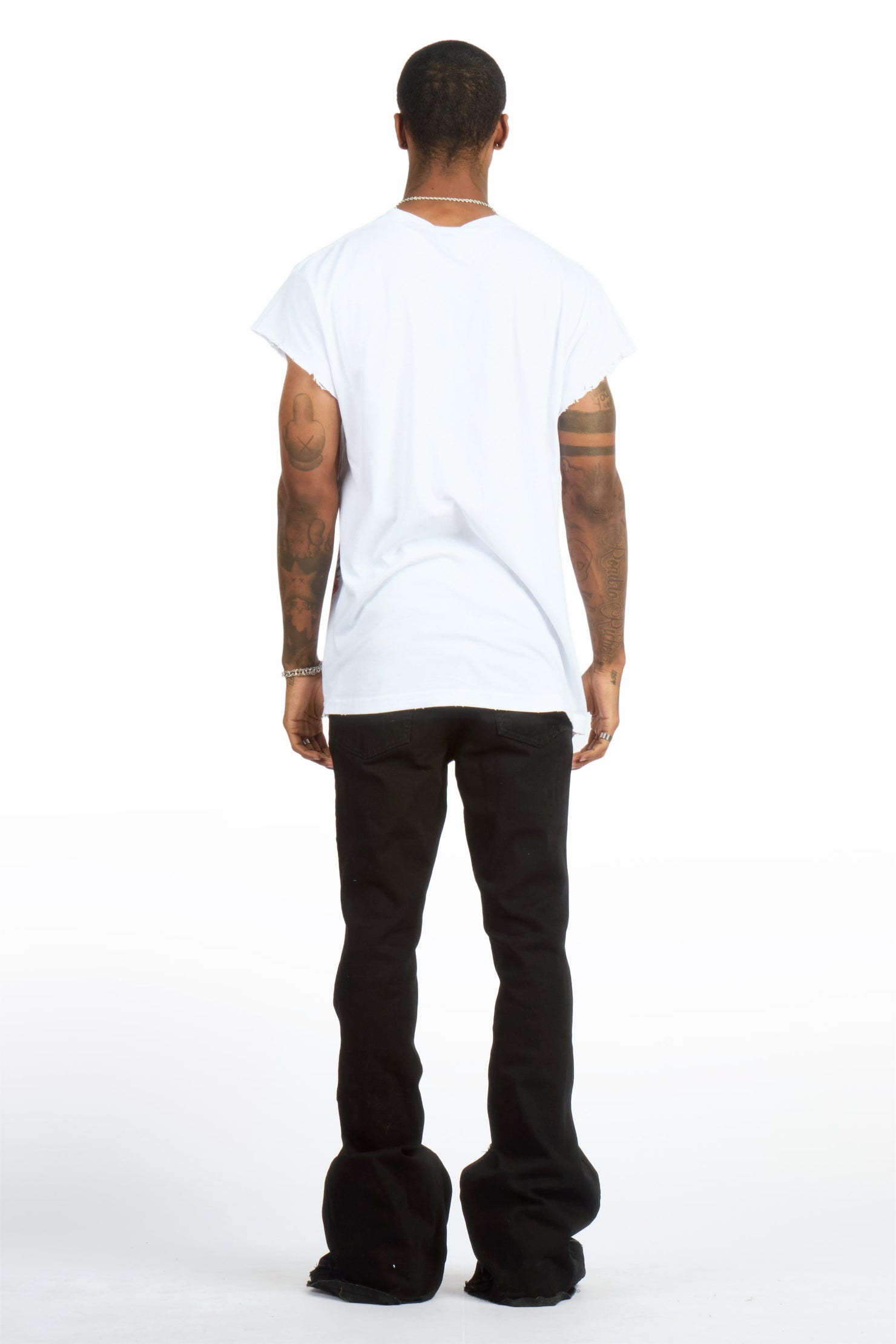Vane Black Stacked Super Flare Jean