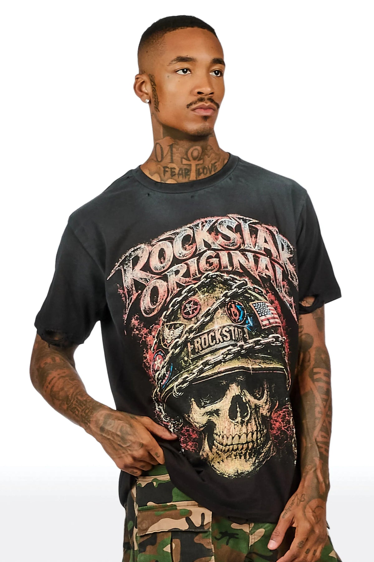 Kellax Black Oversized Graphic T-Shirt