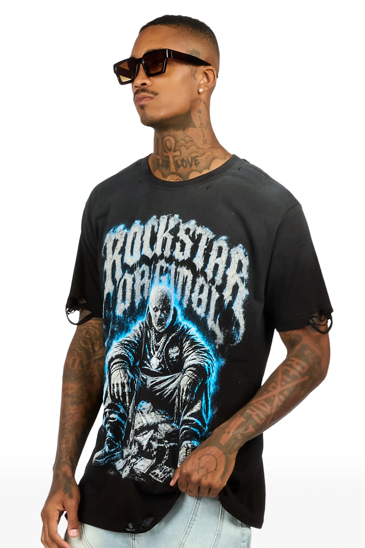 Lazaro Black Oversized Graphic T-Shirt