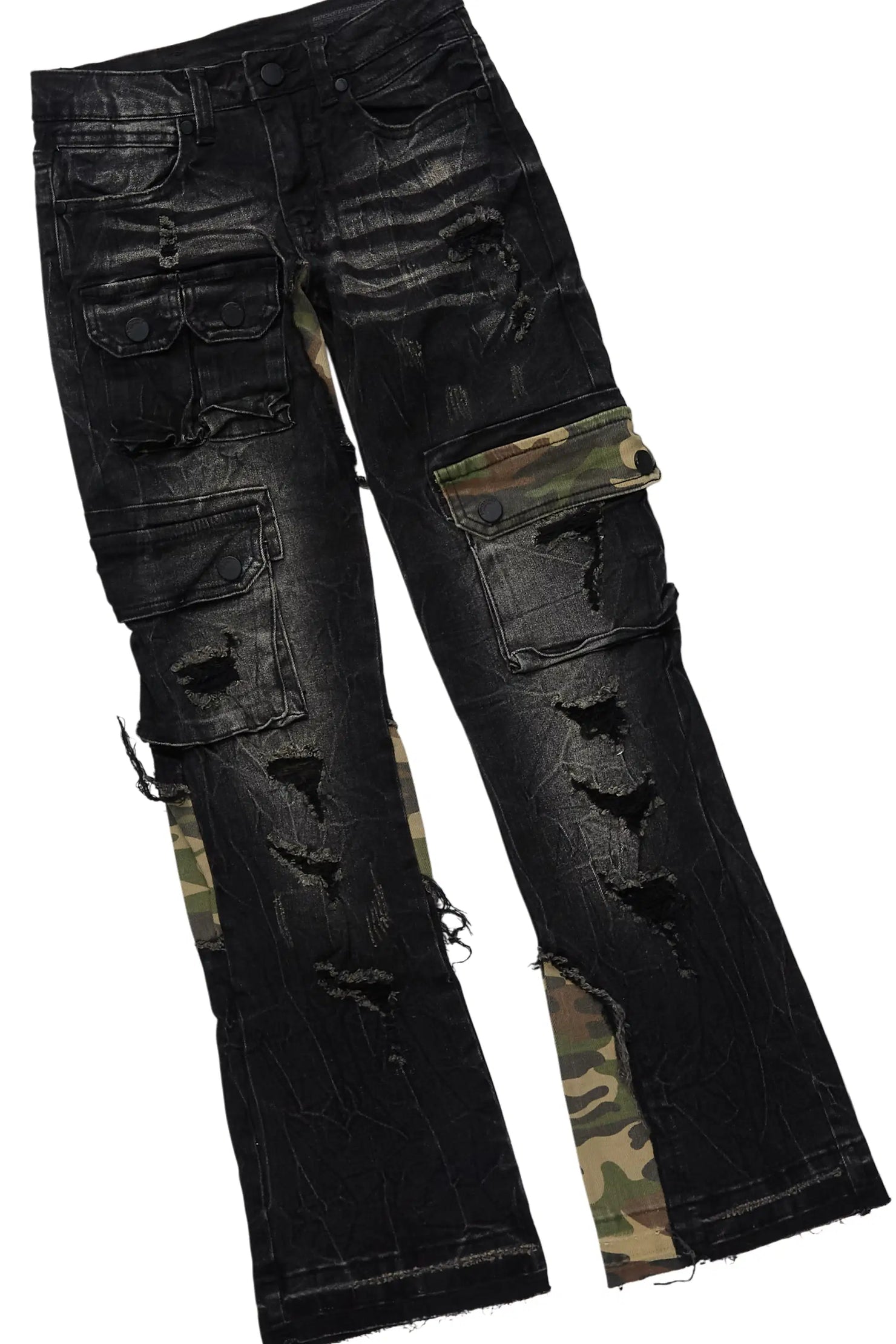 Boys Hardy Grey Hoodie & Zeta Black Stacked Jean Set
