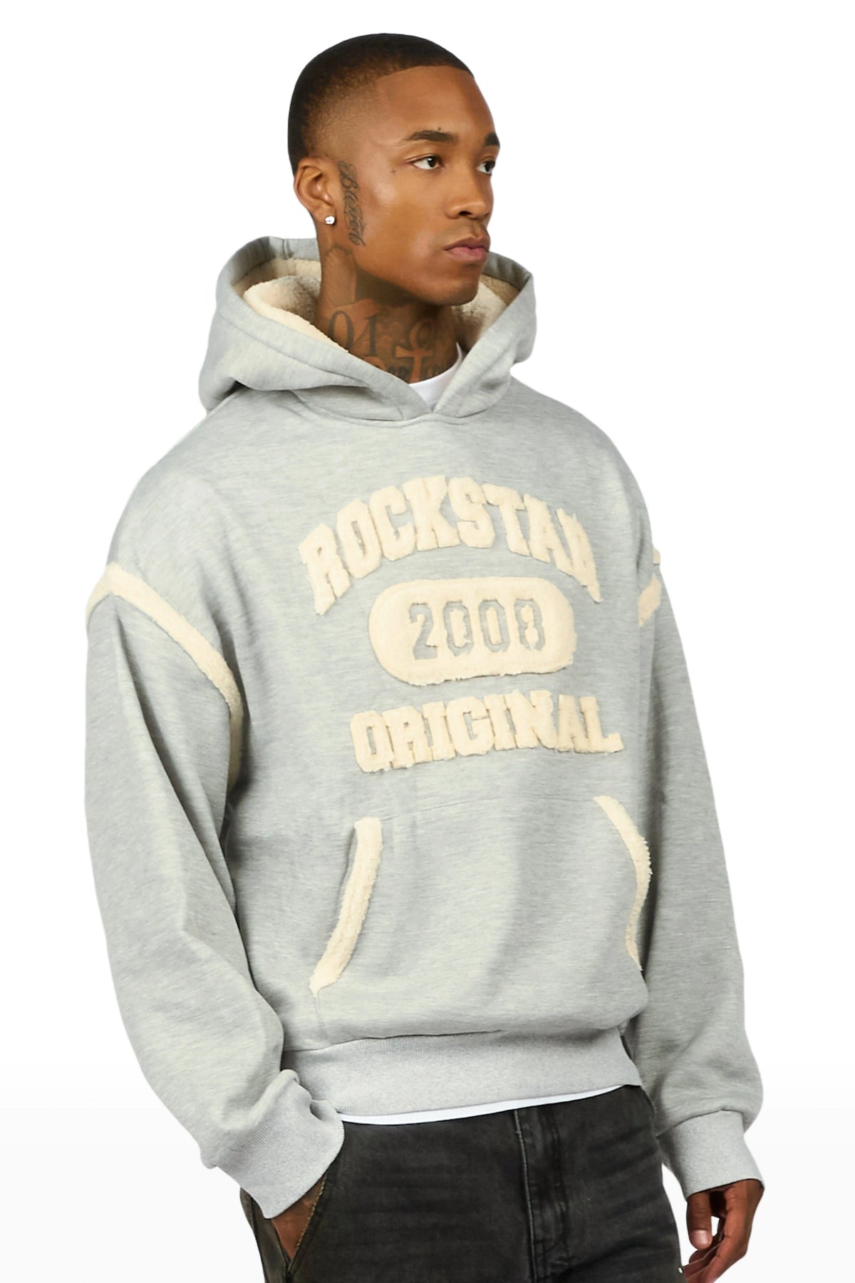 Meleg Heather Grey Graphic Hoodie