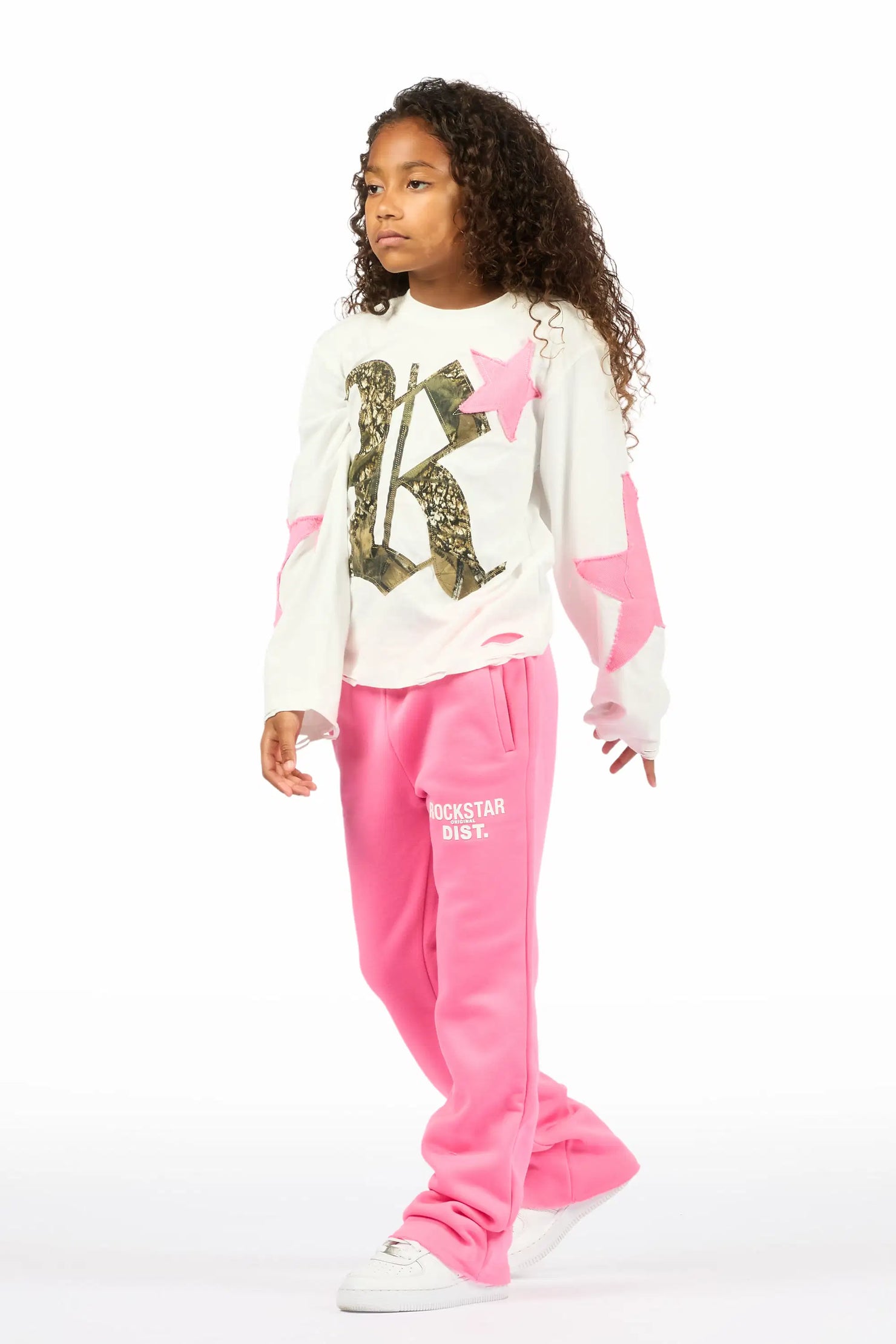 Girls Juliana Bubblegum Pink Stacked Flare Pant