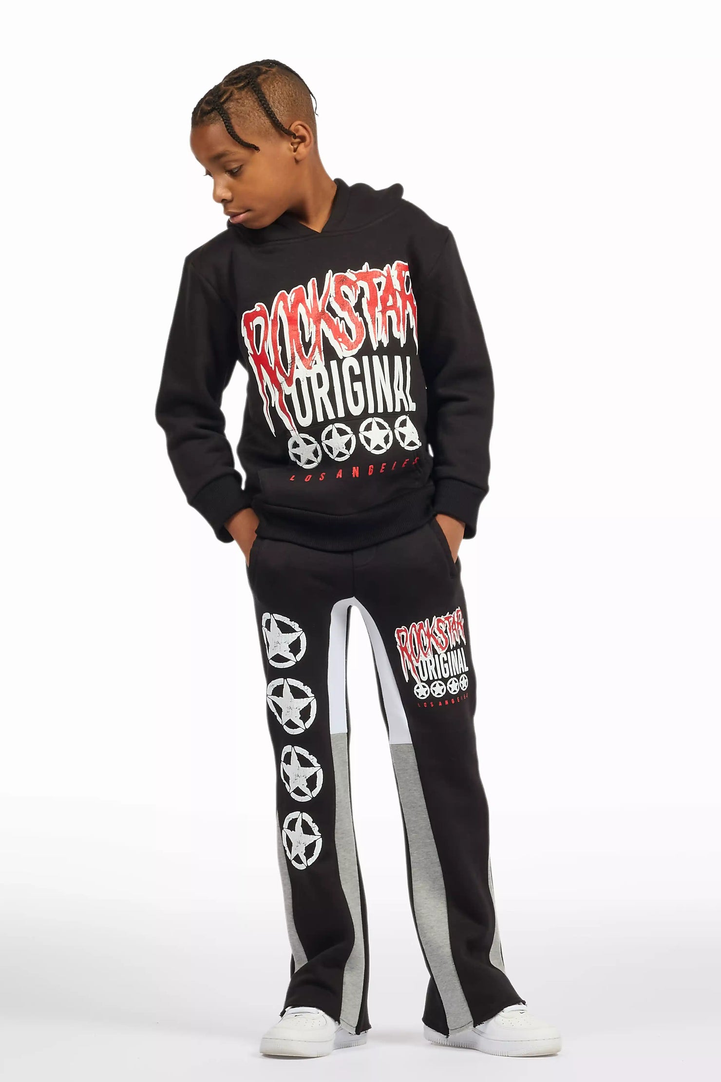 Boys Wizzurd Black/Grey Stacked Flare Track Set