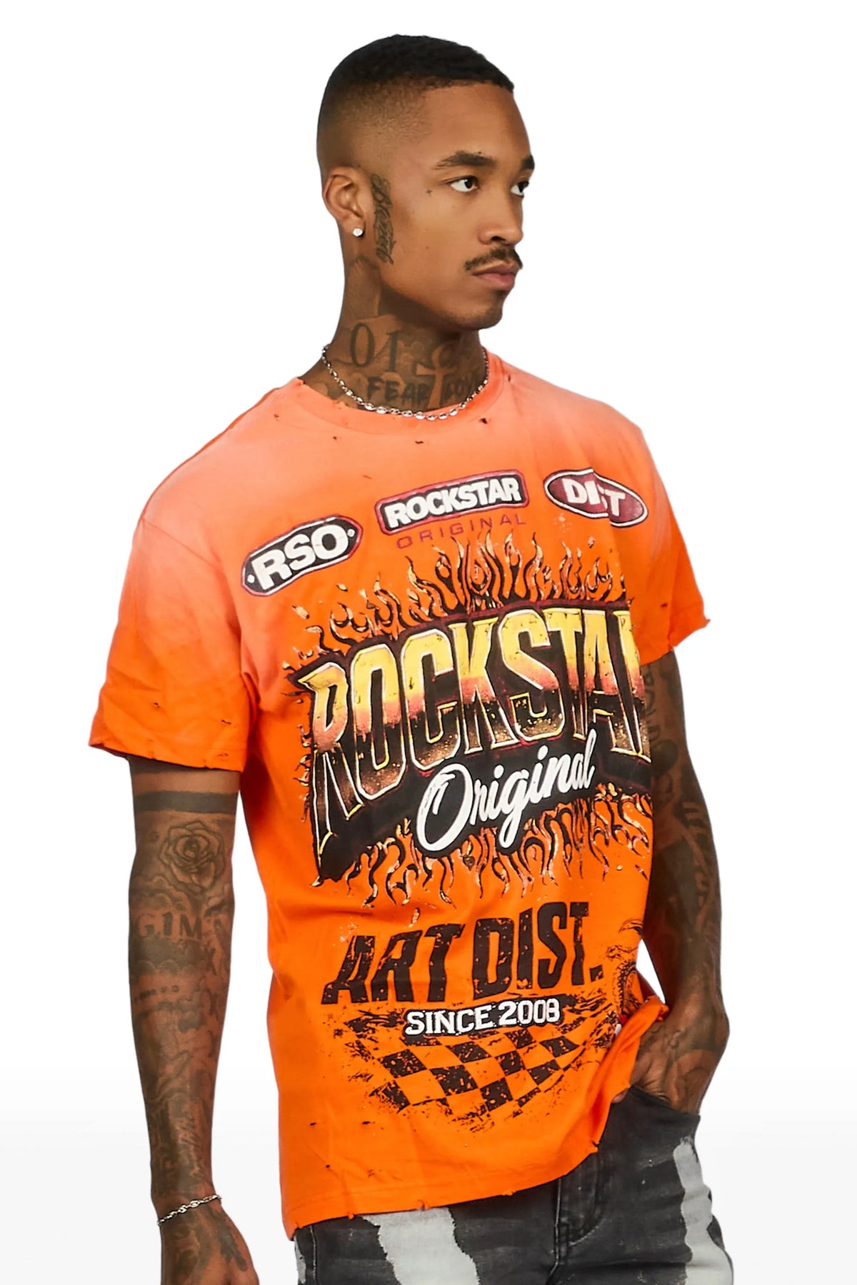 Lewis Orange Oversized Graphic T-Shirt