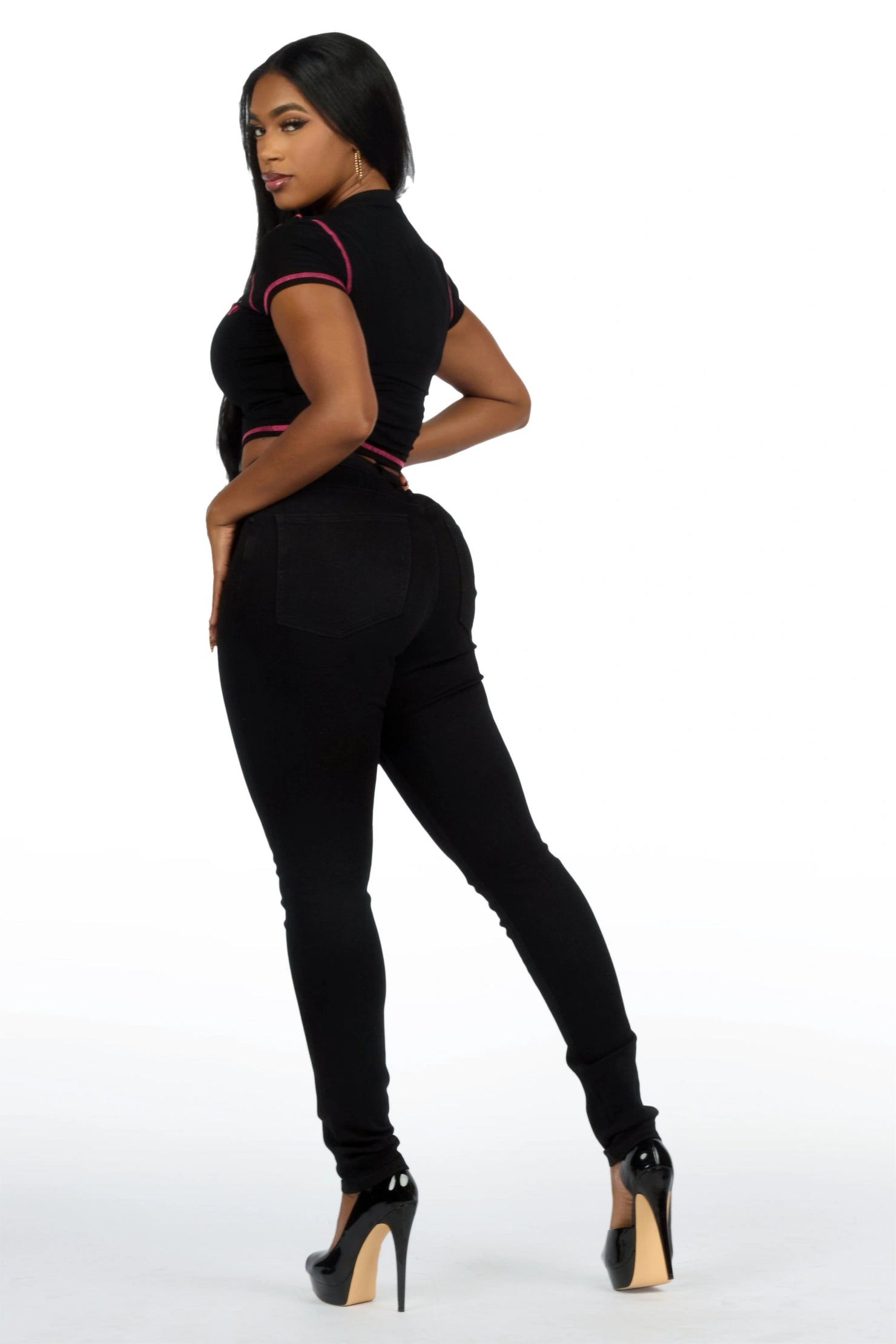 Keshona Black High Rise Stretch Skinny Jean